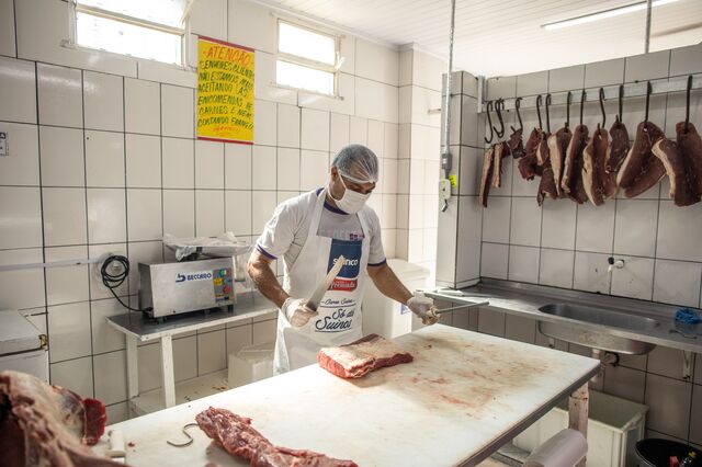 A butcher’s shop in Brasilia. Middle-class Brazilians are cutting back on beef consumption for cheaper protein options like eggs and chicken.