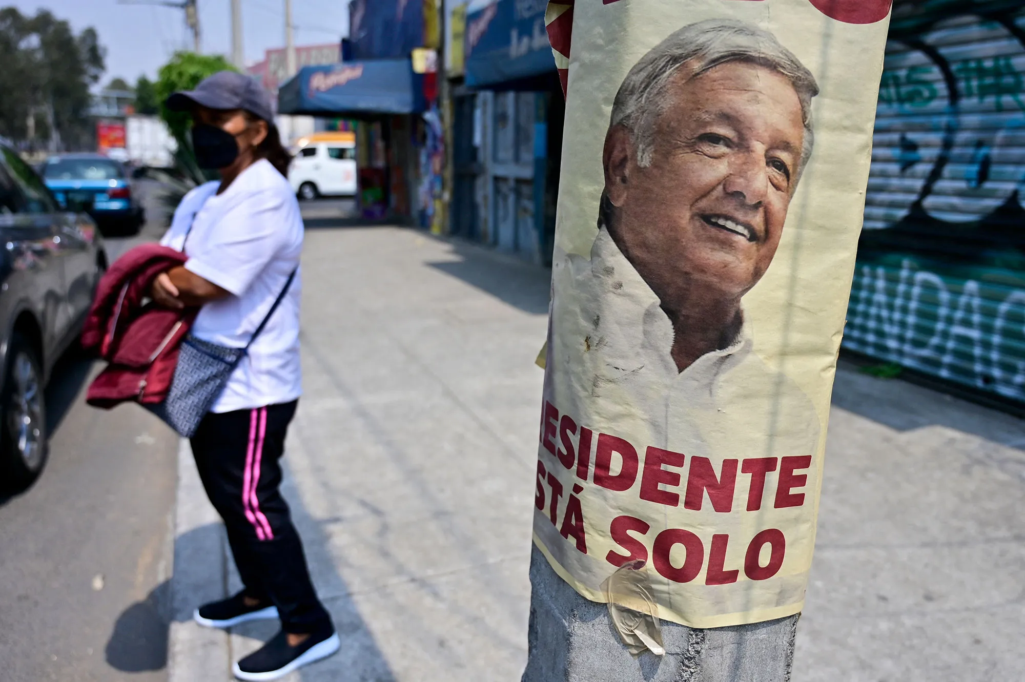 A poster promoting Andres Manuel Lopez Obrador in Ixtapaluca, Mexico State.&nbsp;