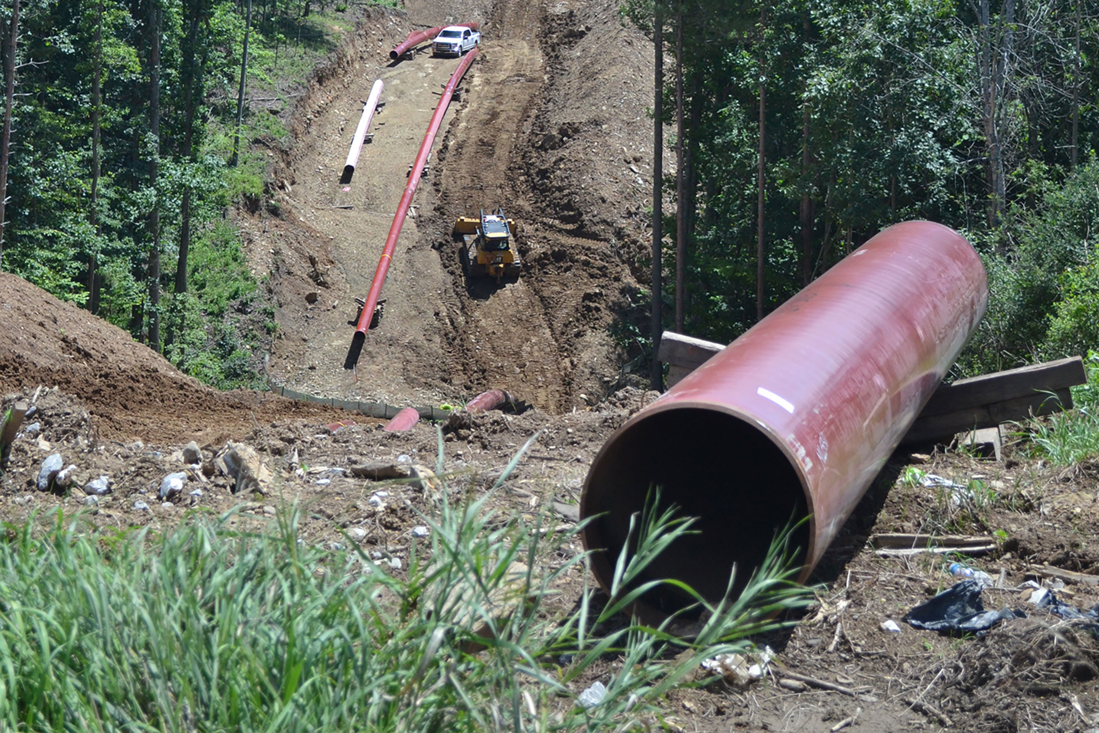 Installing a natural gas pipeline for Rover near Moundsville, W.Va.