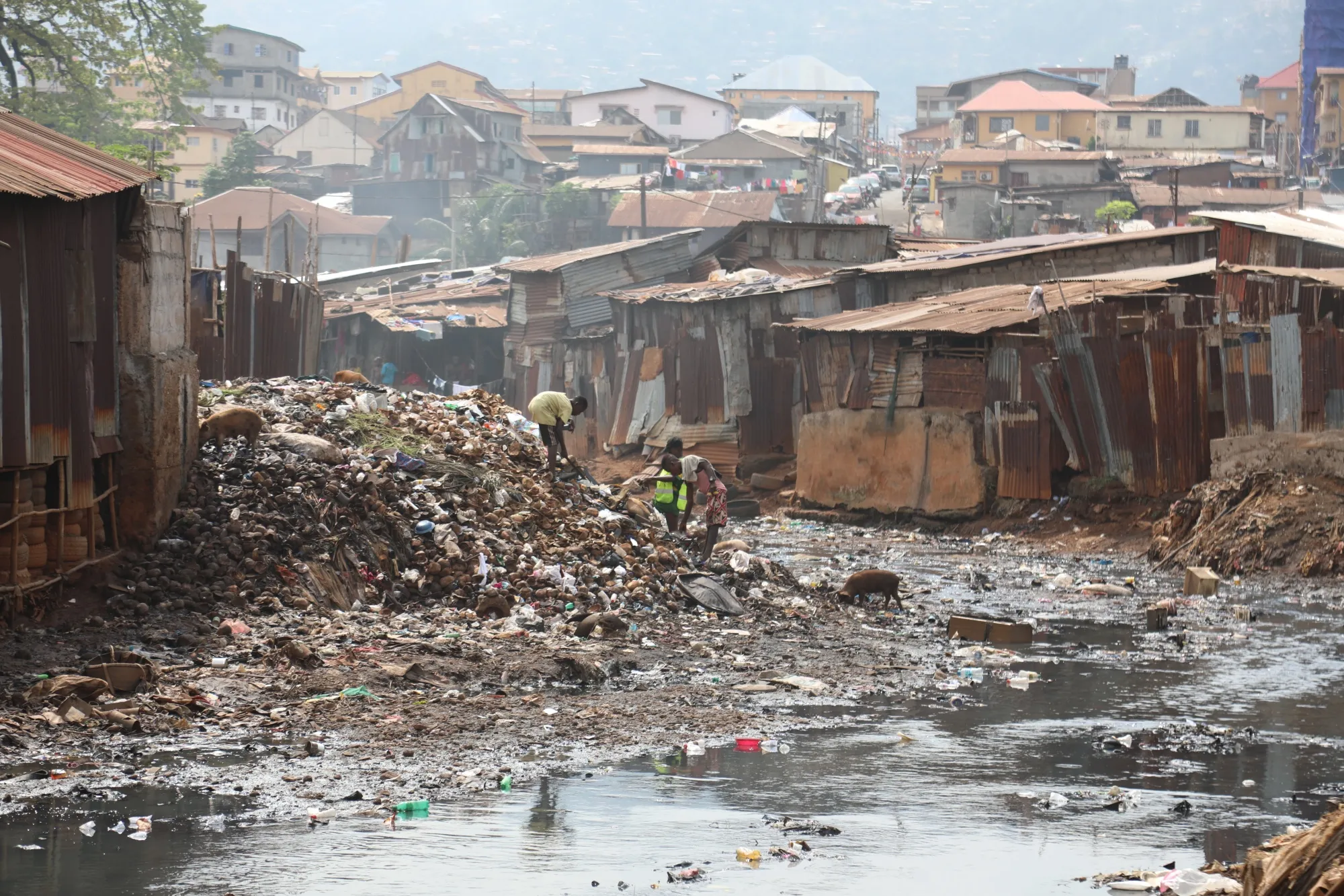 Informal settlements like Kroo Bay serve as home for at least 35% of the population of Freetown, which recently appointed an urban heat officer to help manage the effects of climate change.
