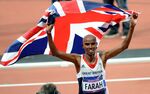 Great Britain's Mo Farah celebrates winning the Men's 10,000m final at the Olympic Stadium, London, on Aug. 4, 2012.