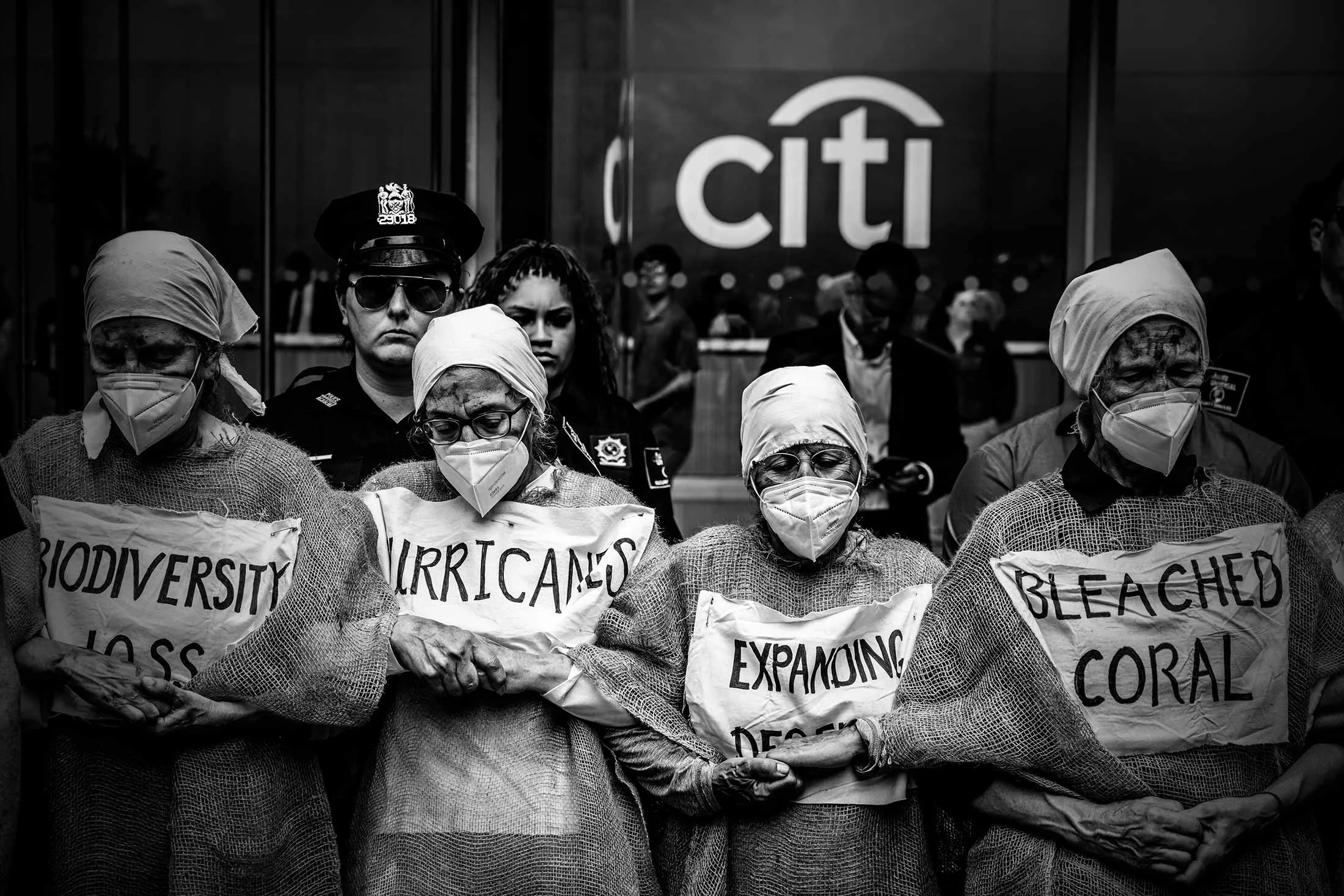 Demonstrators in front of Citigroup’s New York City headquarters on&nbsp;July 8, 2024.