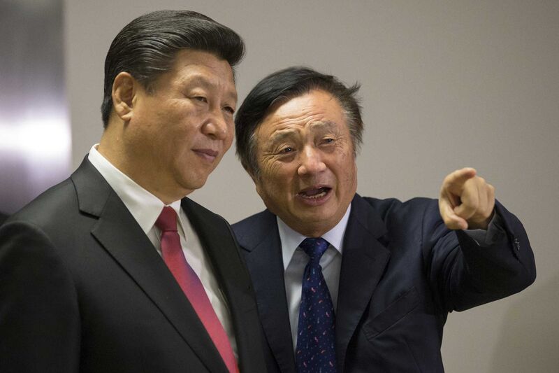 Ren (right) with Chinese President Xi Jinping