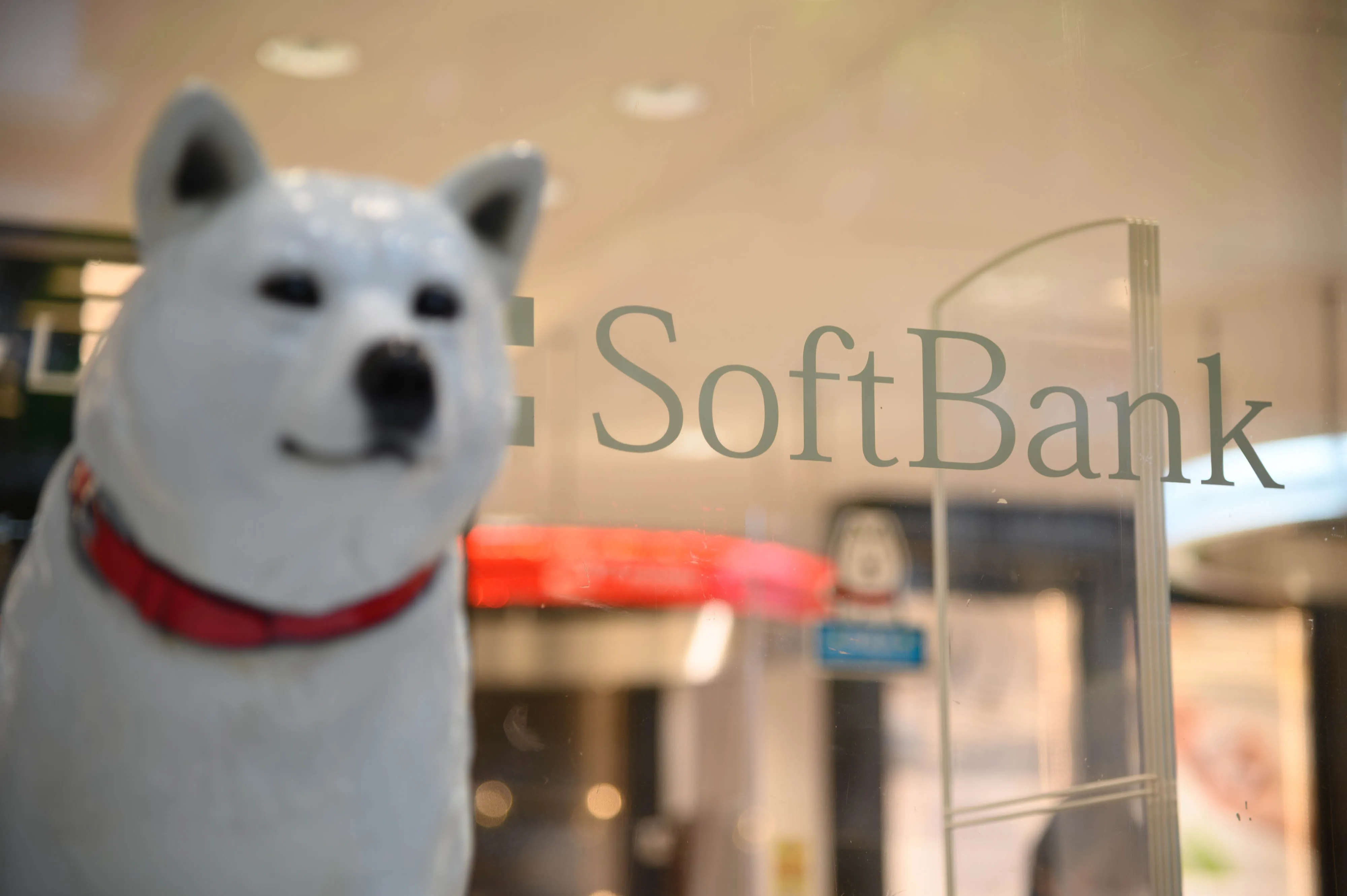 A statue of the 'Oto-san' mascot in&nbsp;a SoftBank Corp. store in Tokyo.