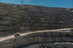 An open pit mine at the Oyu Tolgoi copper-gold mine, in the South Gobi desert, Mongolia.