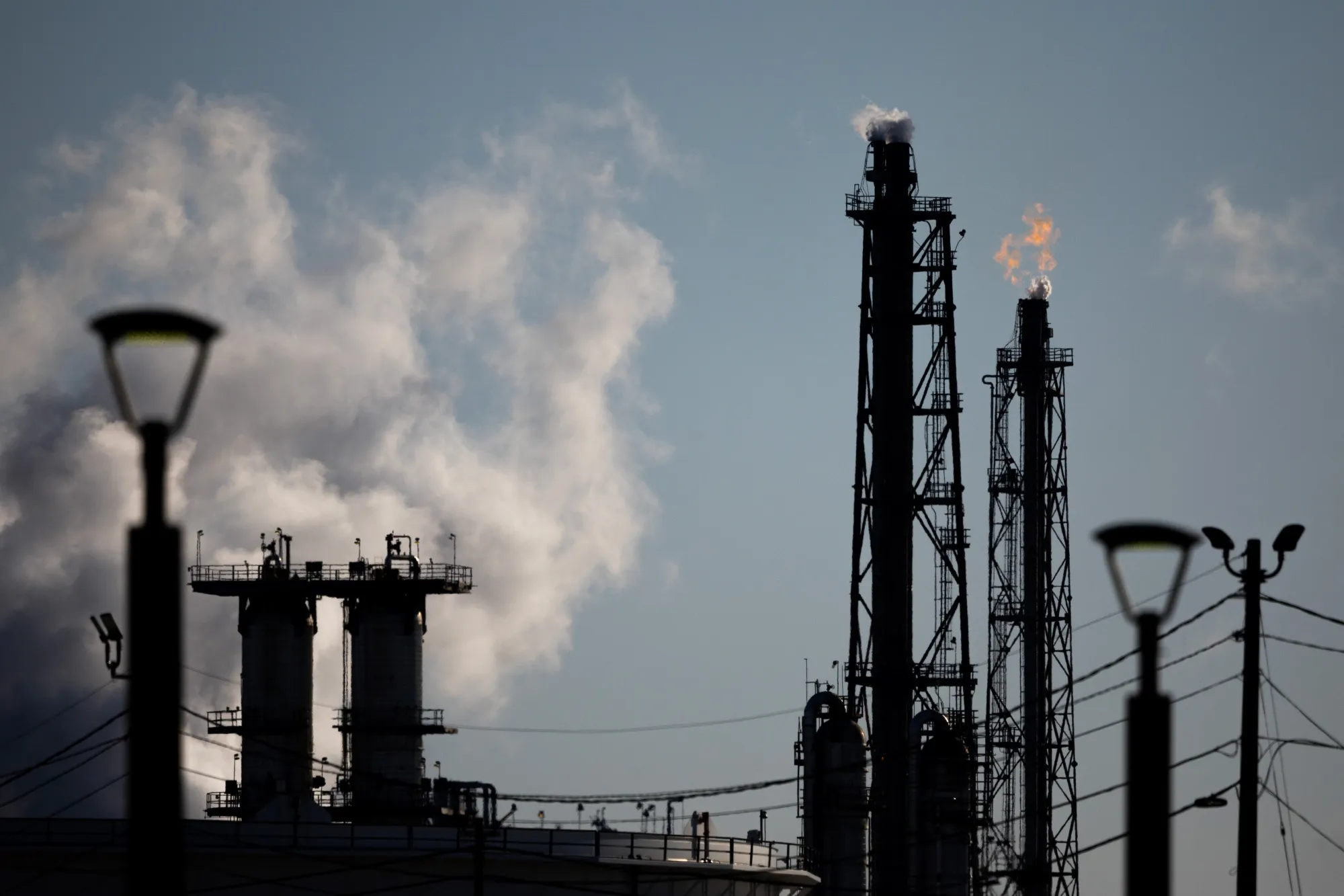 A gas flare at the ExxonMobil Corp. Baytown refinery in Baytown, Texas on Jan. 26.&nbsp;