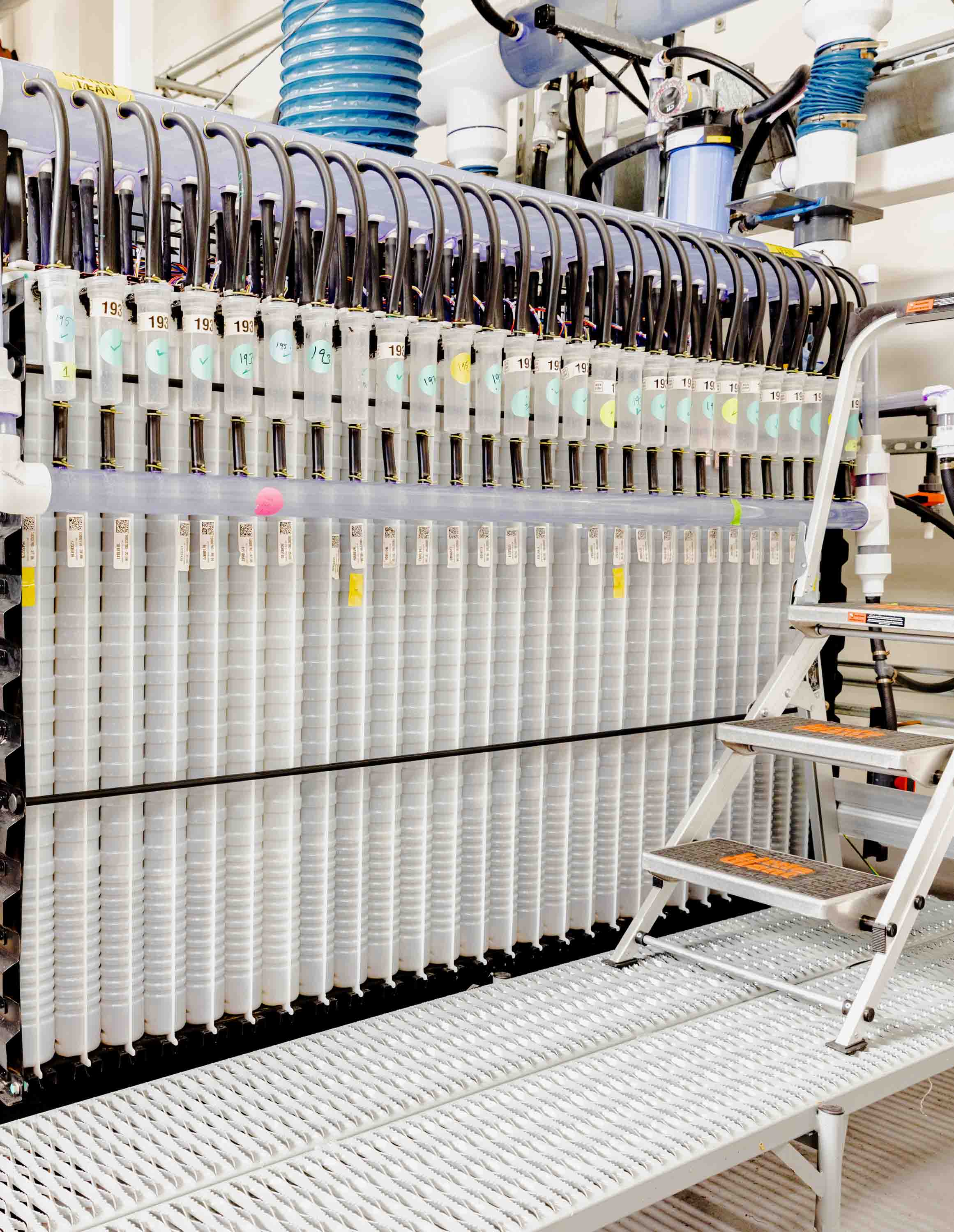 An iron-air battery undergoing testing at a Form Energy site in Berkeley, California.