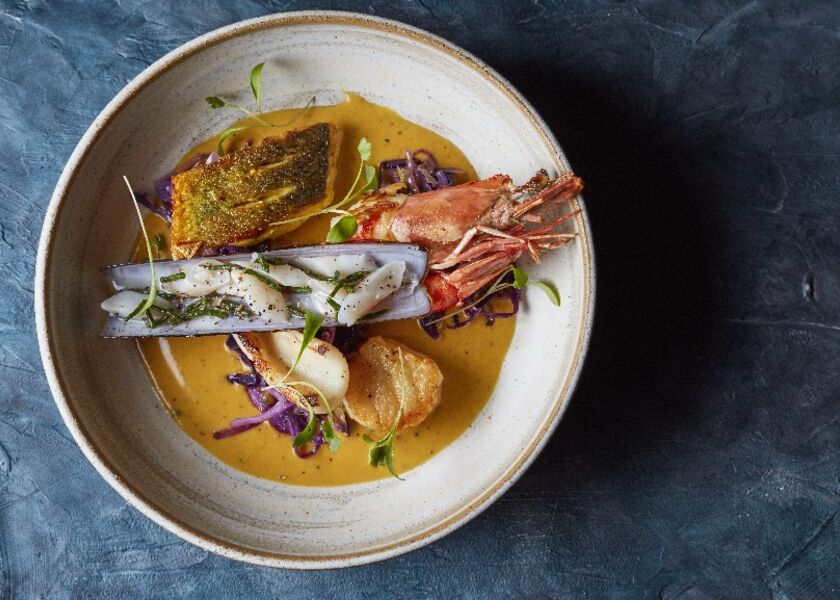 Seafood Alleppey Curry (Pan seared seafood, coconut & turmeric sauce)