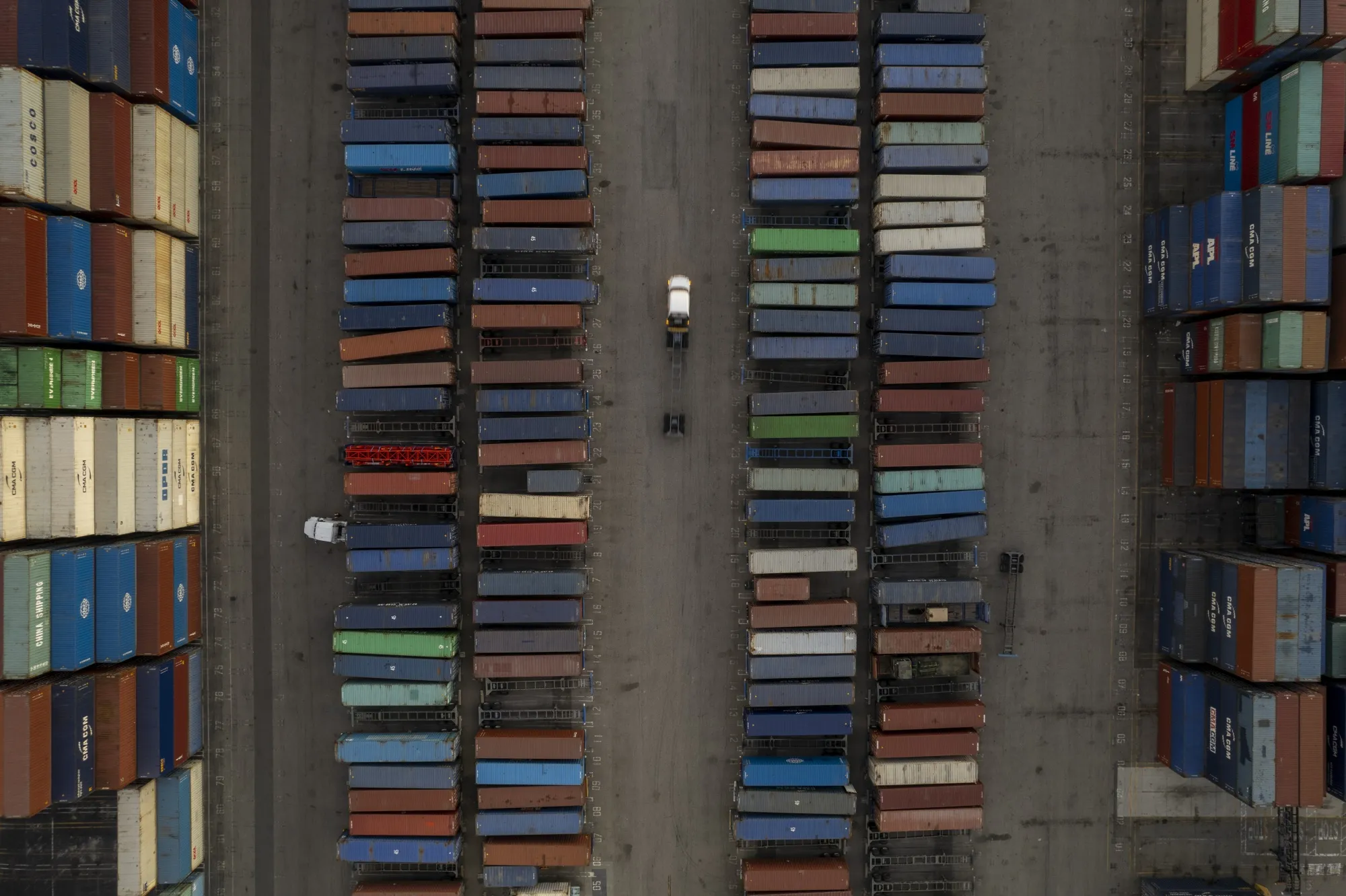 Shipping containers in the Port of Los Angeles in Los Angeles, California.