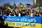 Sadiq Khan takes part in a Ukrainian&nbsp;solidarity march in London on&nbsp;March 26, 2022.
