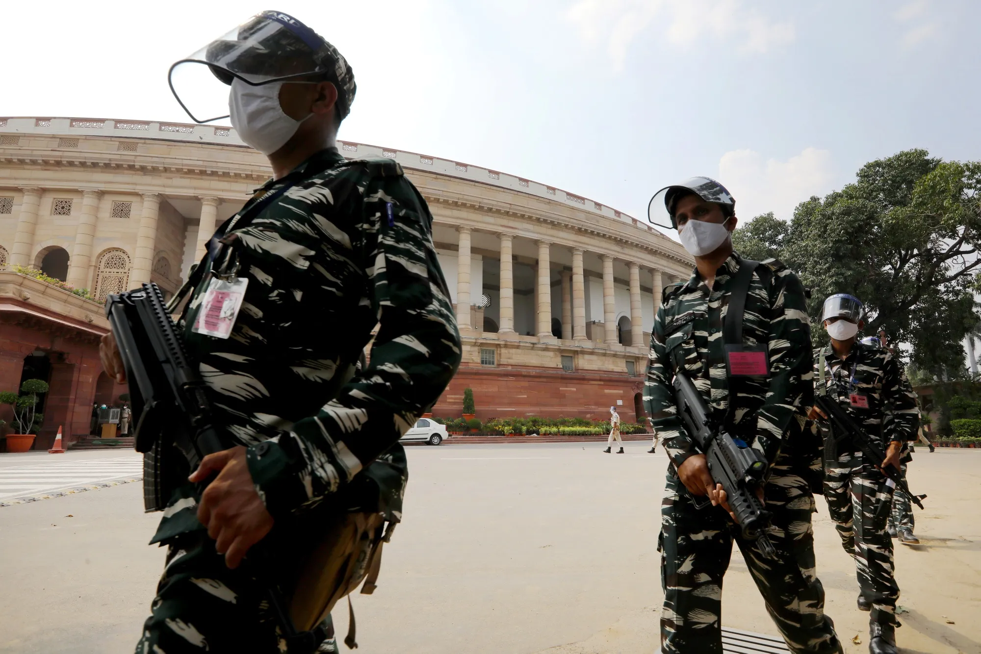 Security at Parliament House as India Parliament Resumes With Modi Bracing for Debate Over Virus