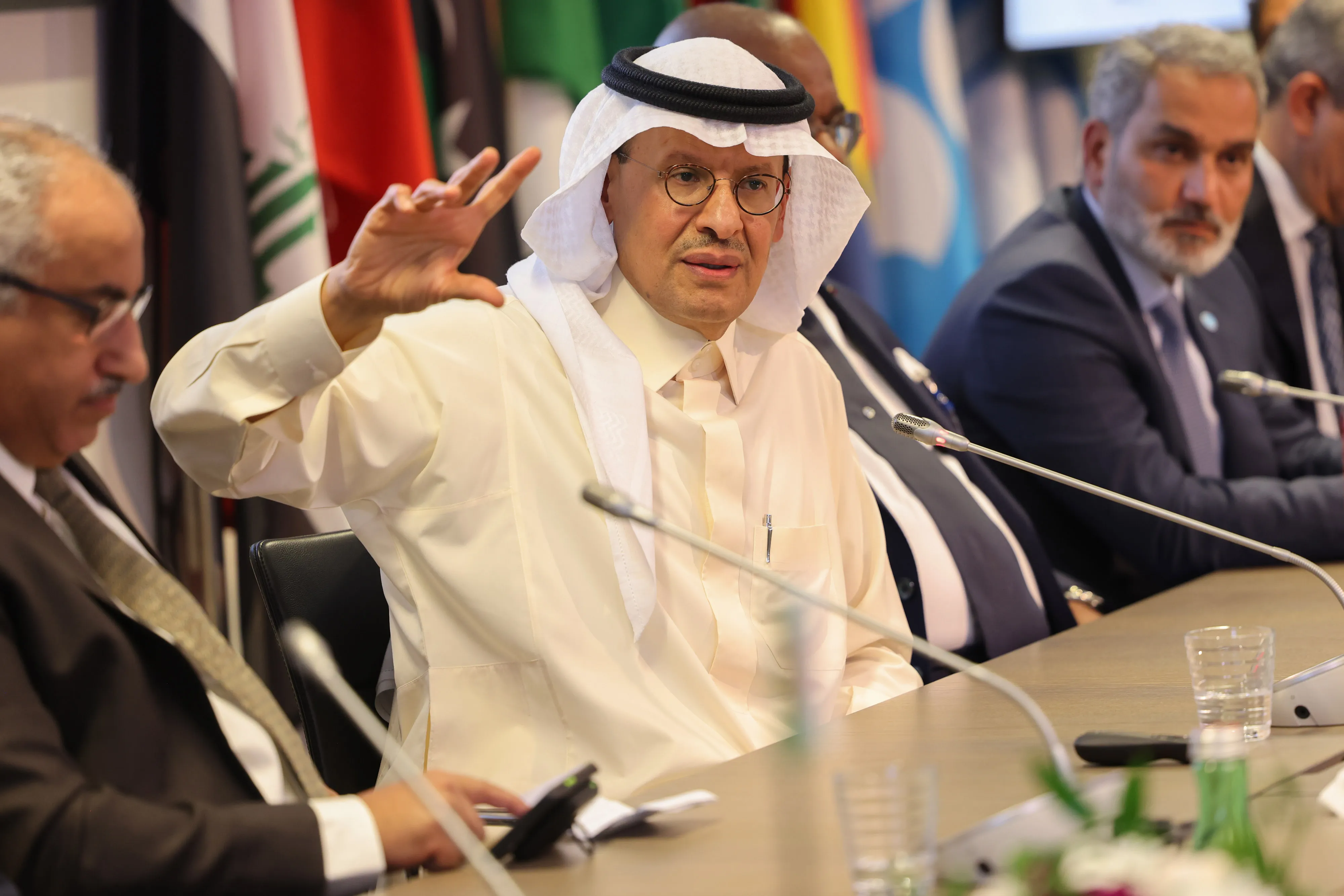 Saudi Arabia's Energy Minister Abdulaziz bin Salman&nbsp;during a news conference following an OPEC+ meeting in Vienna, Austria, on Oct. 5.
