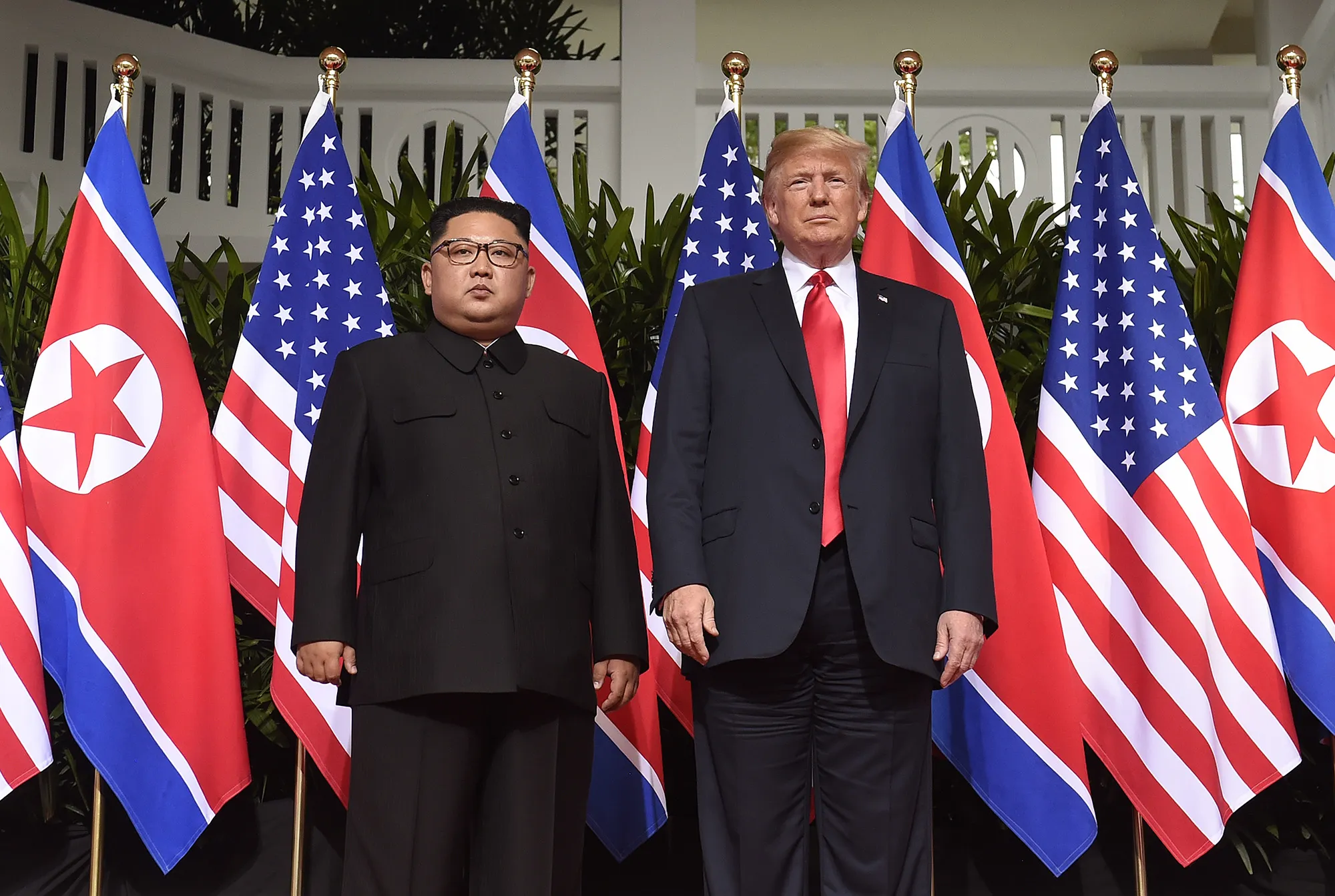 Kim Jong Un and Donald Trump&nbsp;on Sentosa island in Singapore on June 12, 2018.
