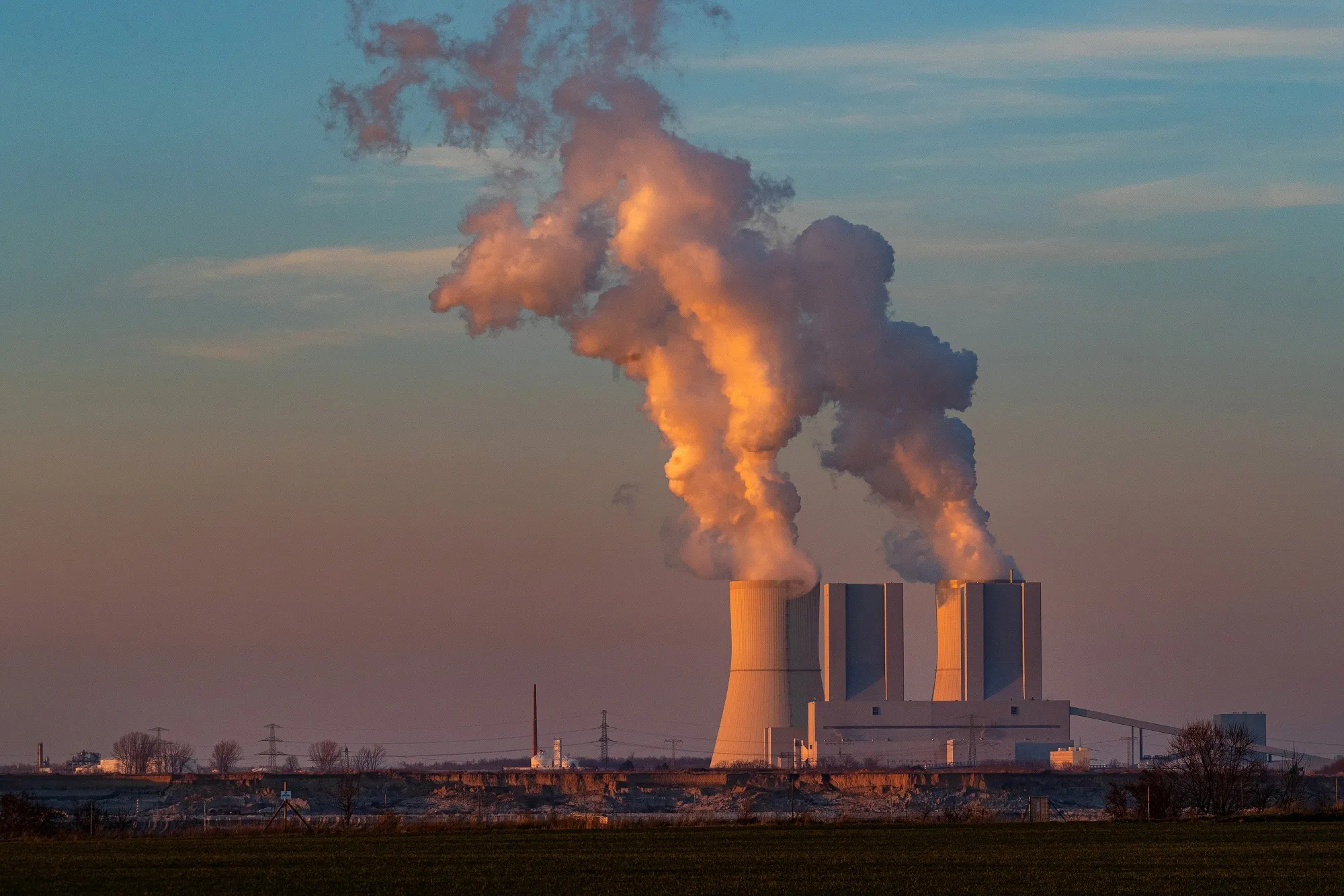 Cooling towers at a&nbsp;lignite-fired power station&nbsp;in Lippendorf, Germany.