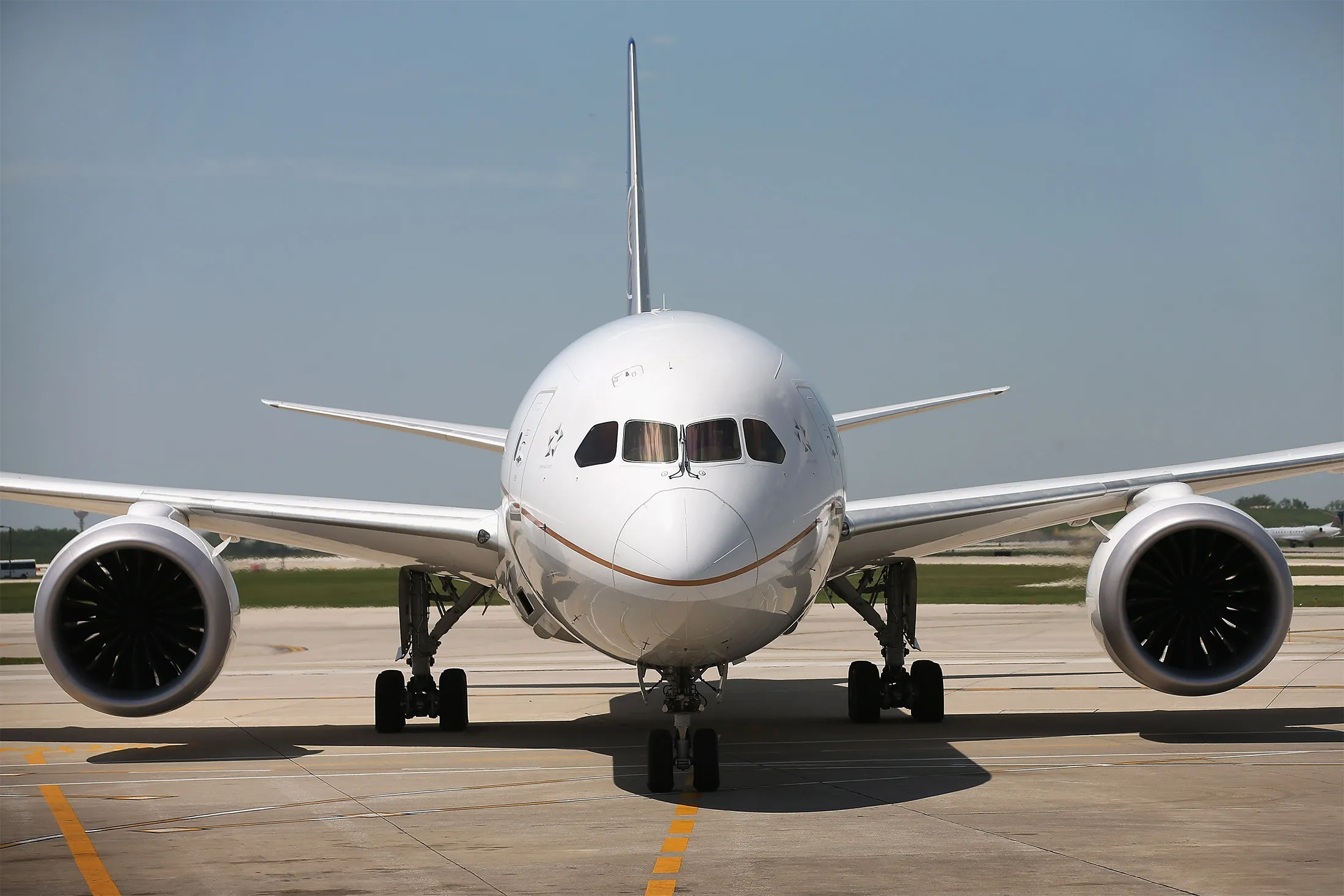 A United Airlines Boeing 787 Dreamliner.
