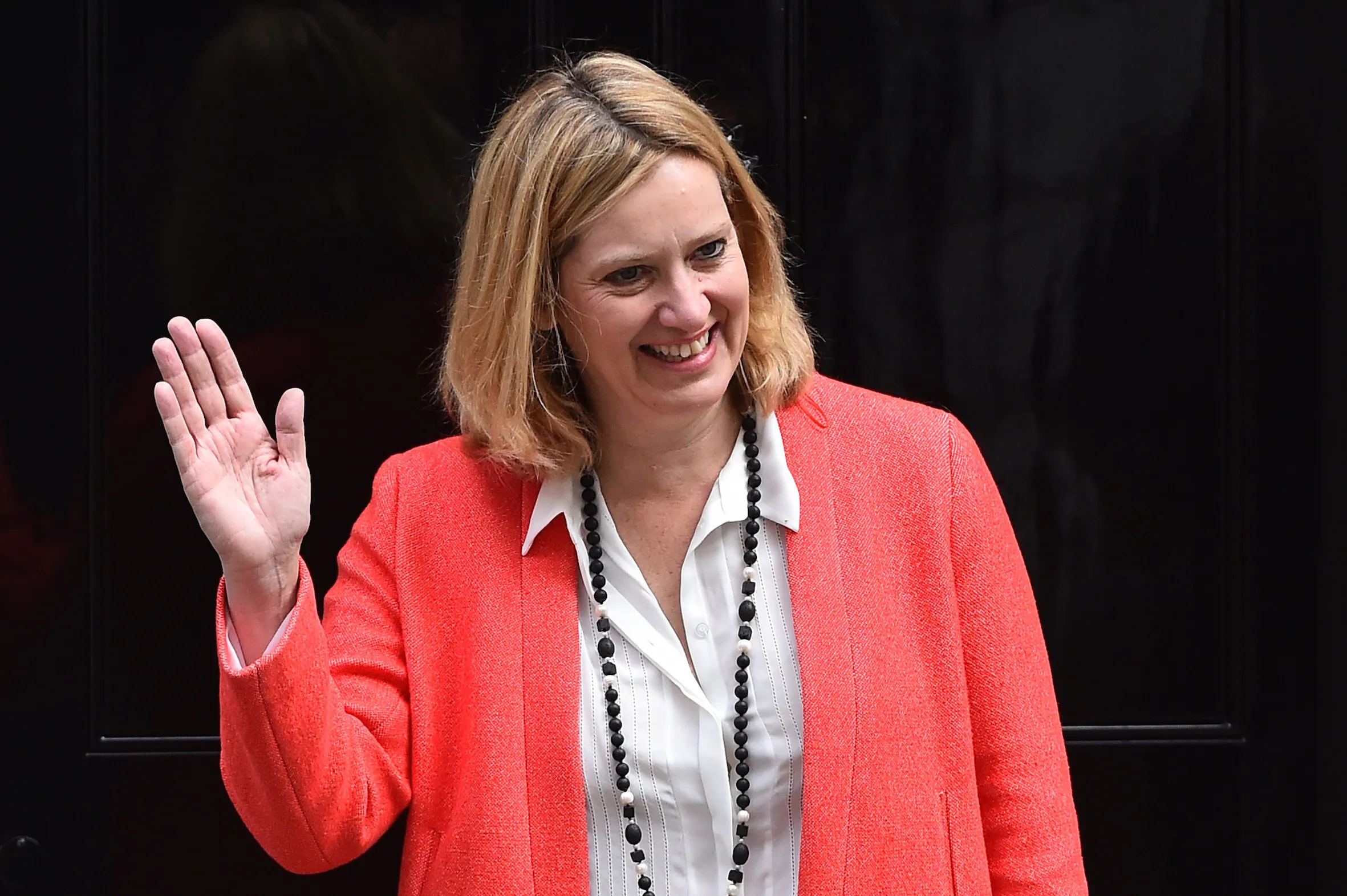 Conservative member of parliament Amber Rudd arrives for a meeting at 10 Downing Street in central London on May 11, 2015. Conservative Prime Minister David Cameron continued to appoint members of the government after a shock election victory in the May 7 general election. Rudd was appointed Secretary of State for Energy and Climate Change.
