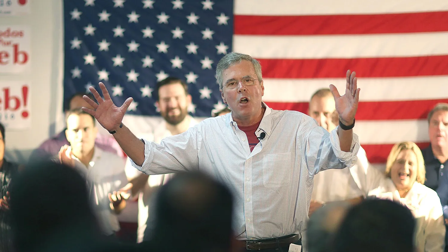 Republican presidential candidate and former Florida Governor Jeb Bush speaks during a Miami field office opening on September 12, 2015 in Miami, Floria.
