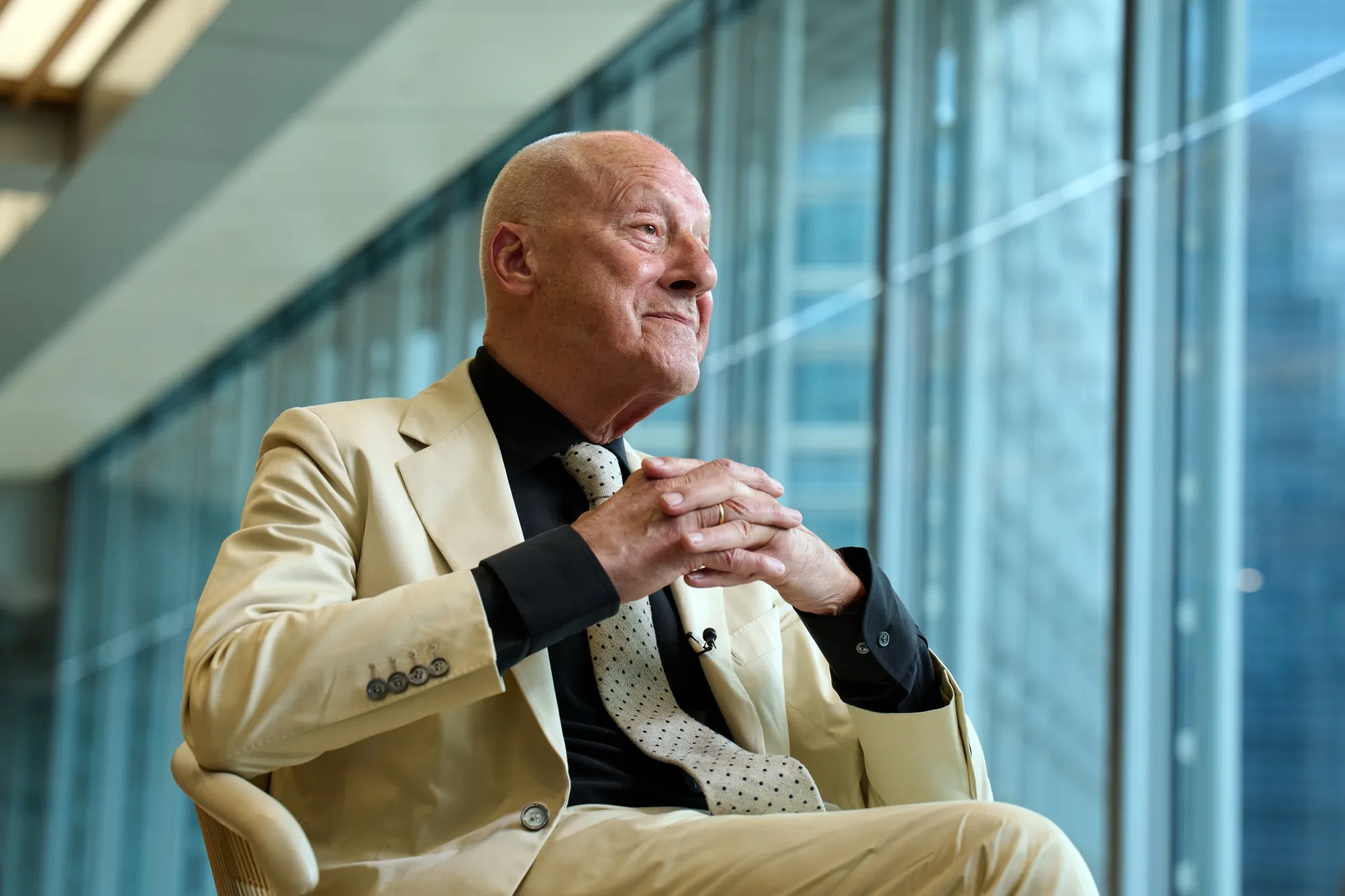 Norman Foster, founder of Foster and Partners, during an interview in Hong Kong, China, on Thursday, April 9, 2026. Norman Foster's HSBC building in Hong Kong was a message sent around the world about the city's ambition and its place in global finance.