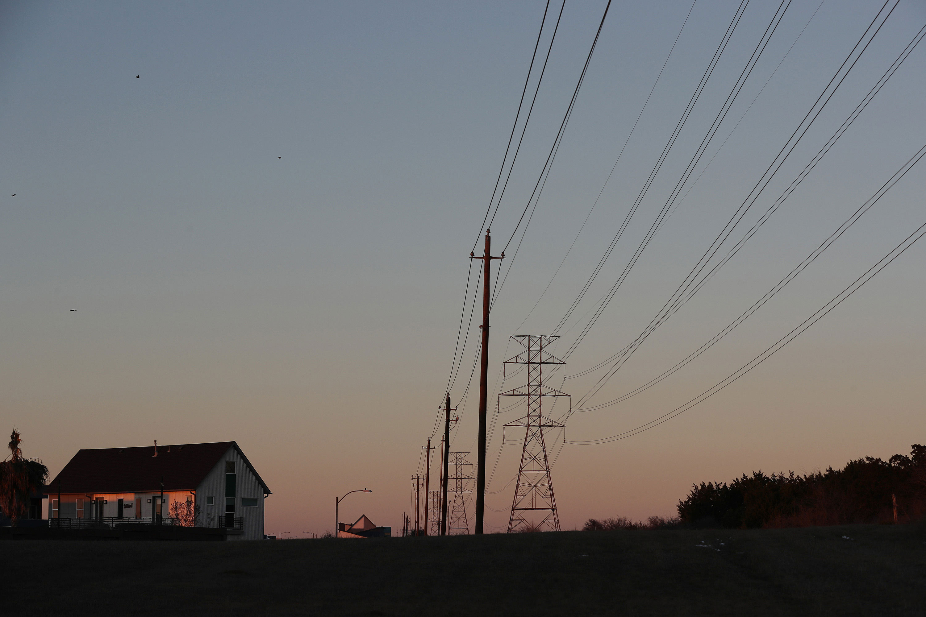 Power lines run through a neighborhood&nbsp;in Austin, Texas.