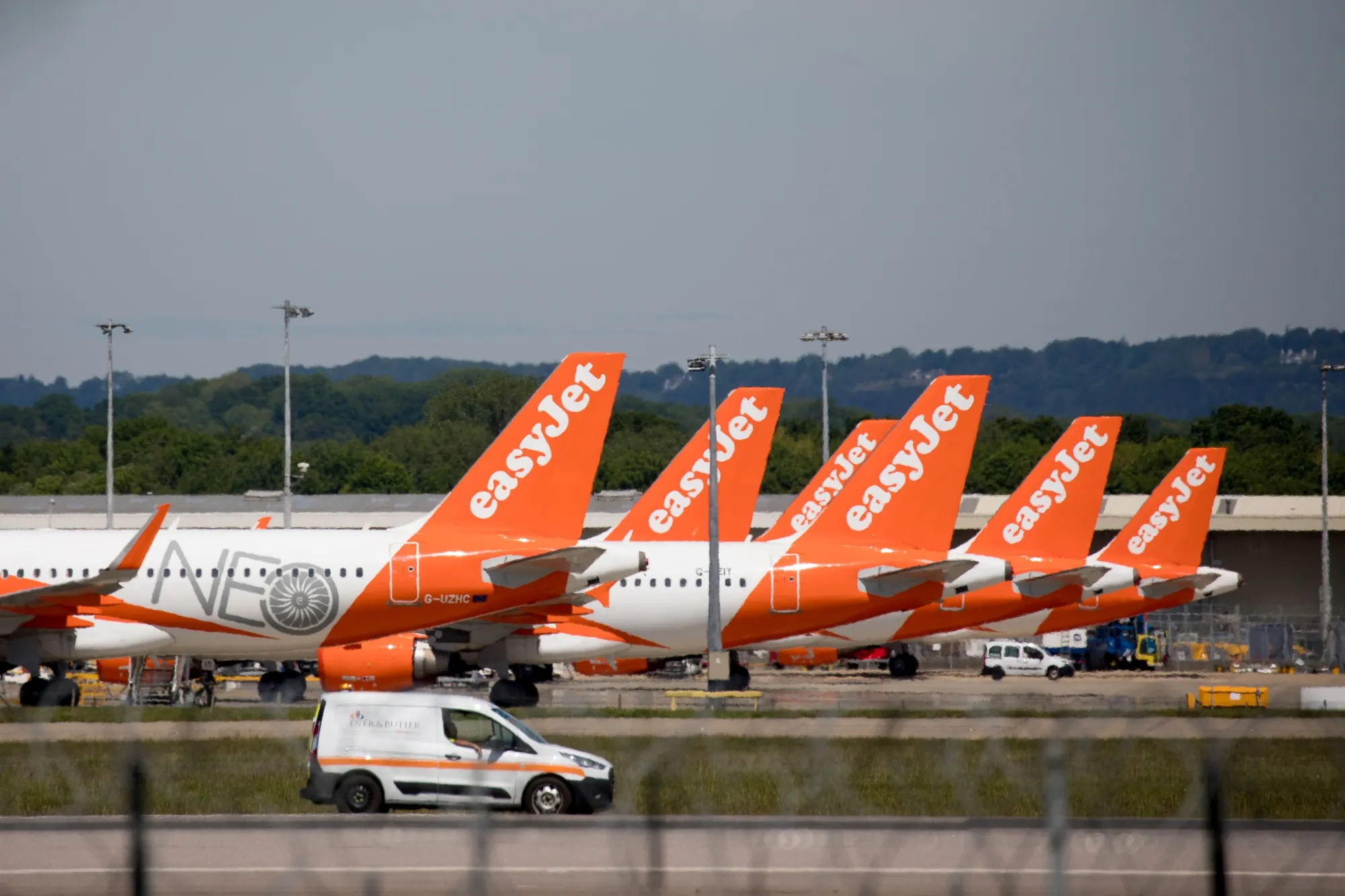 Easyjet Plc aircraft at London Gatwick Airport.