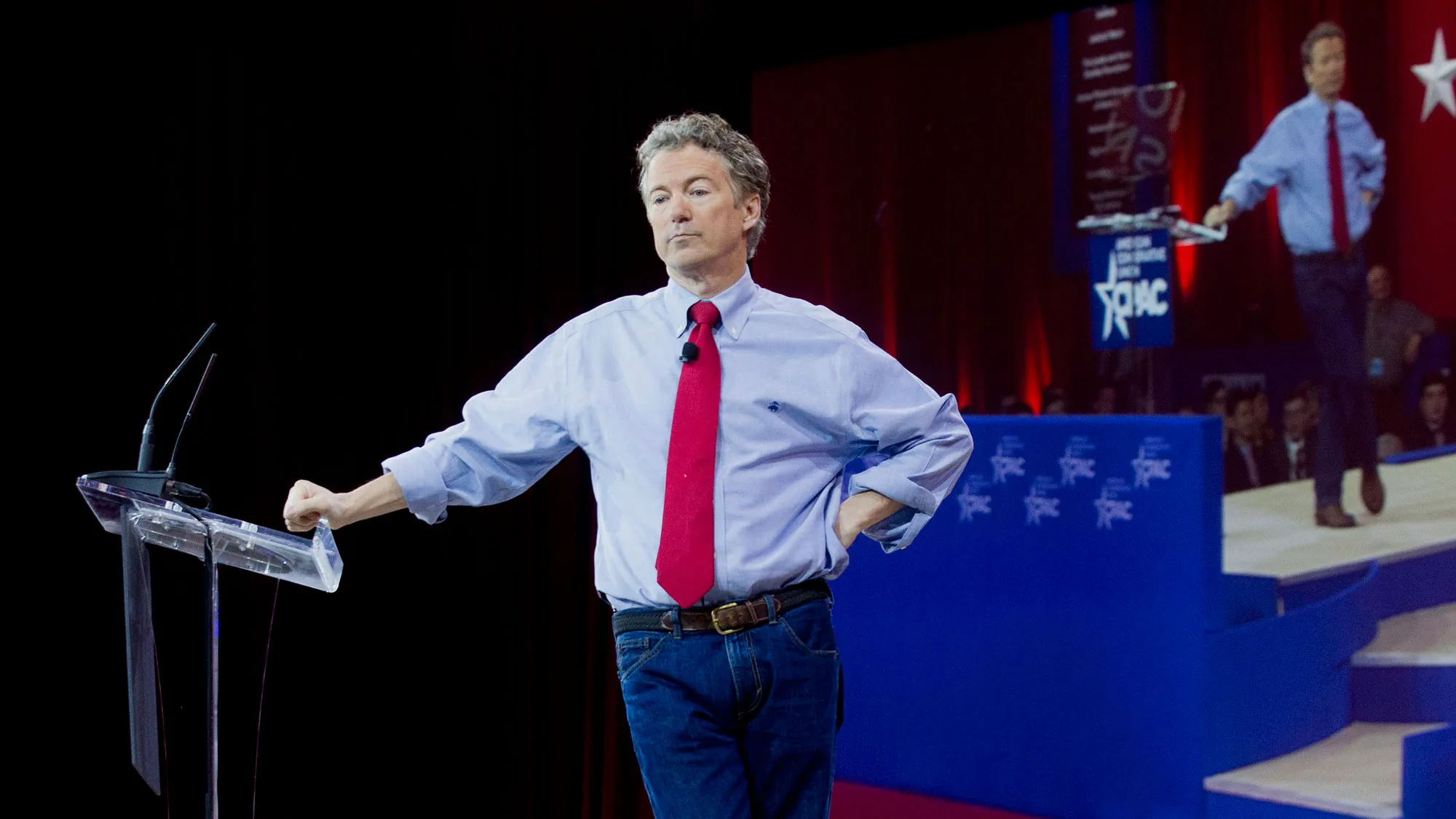 Senator Rand Paul, a Republican from Kentucky, listens to a question during an interview at the Conservative Political Action Conference (CPAC) in National Harbor, Maryland, U.S., on Friday, Feb. 27, 2015.
