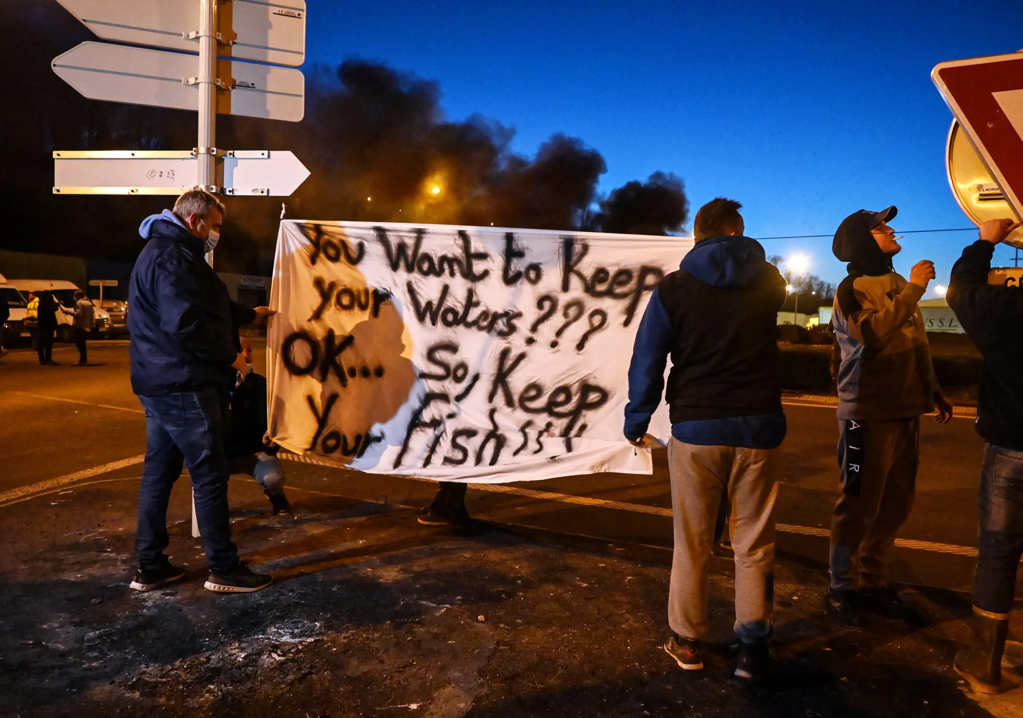 Fishermen protest delays to their access to U.K. waters, in Boulogne-sur-Mer, France on April 22.