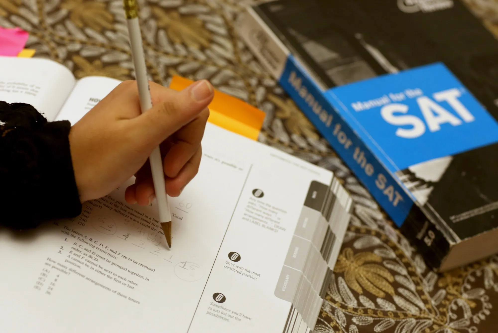 A student prepares for the SAT test.