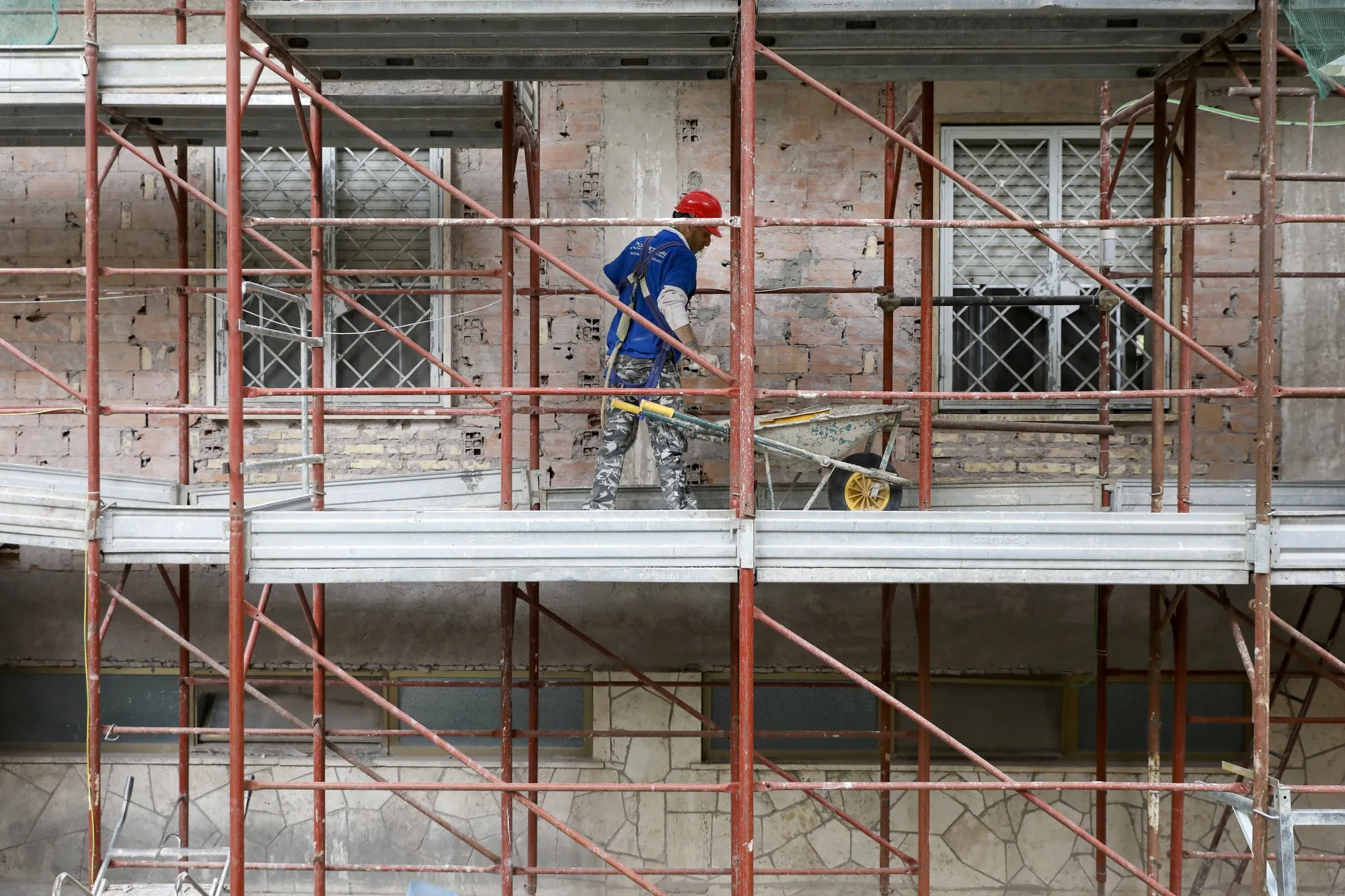 Construction on a residential building in Rome.
