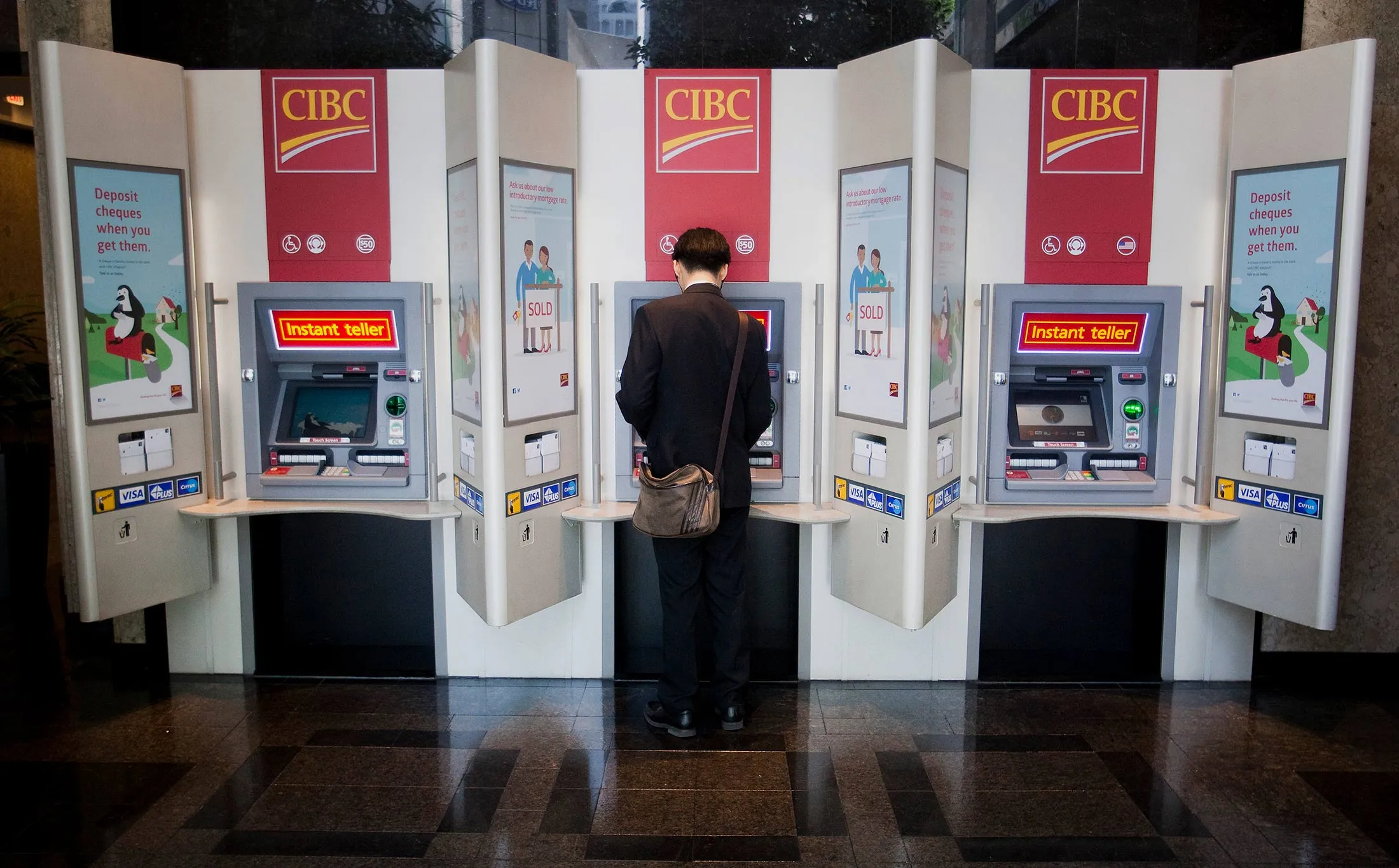 A Canadian Imperial Bank of Commerce ATM in downtown Vancouver.
