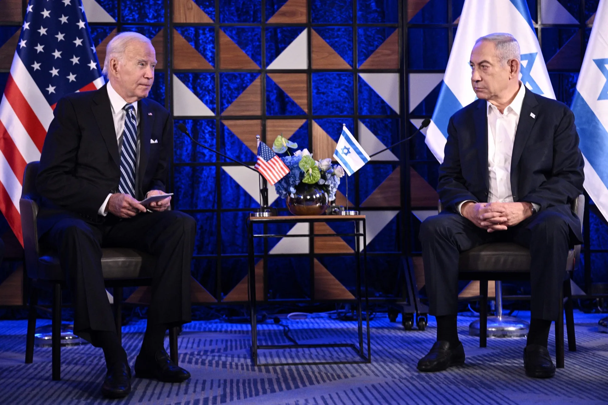 Joe Biden and Benjamin Netanyahu in Tel Aviv on Oct. 18.