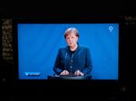 Angela Merkel gives&nbsp;a statement on the spread of coronavirus on March 22.