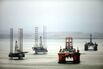 Unused Oil Rigs Docked In Cromarty Of Firth As Oil Slump Continues