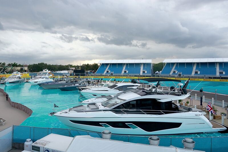 Yachts in a fake marina&nbsp;at the Formula 1 World Championship, Miami Grand Prix on May 4.