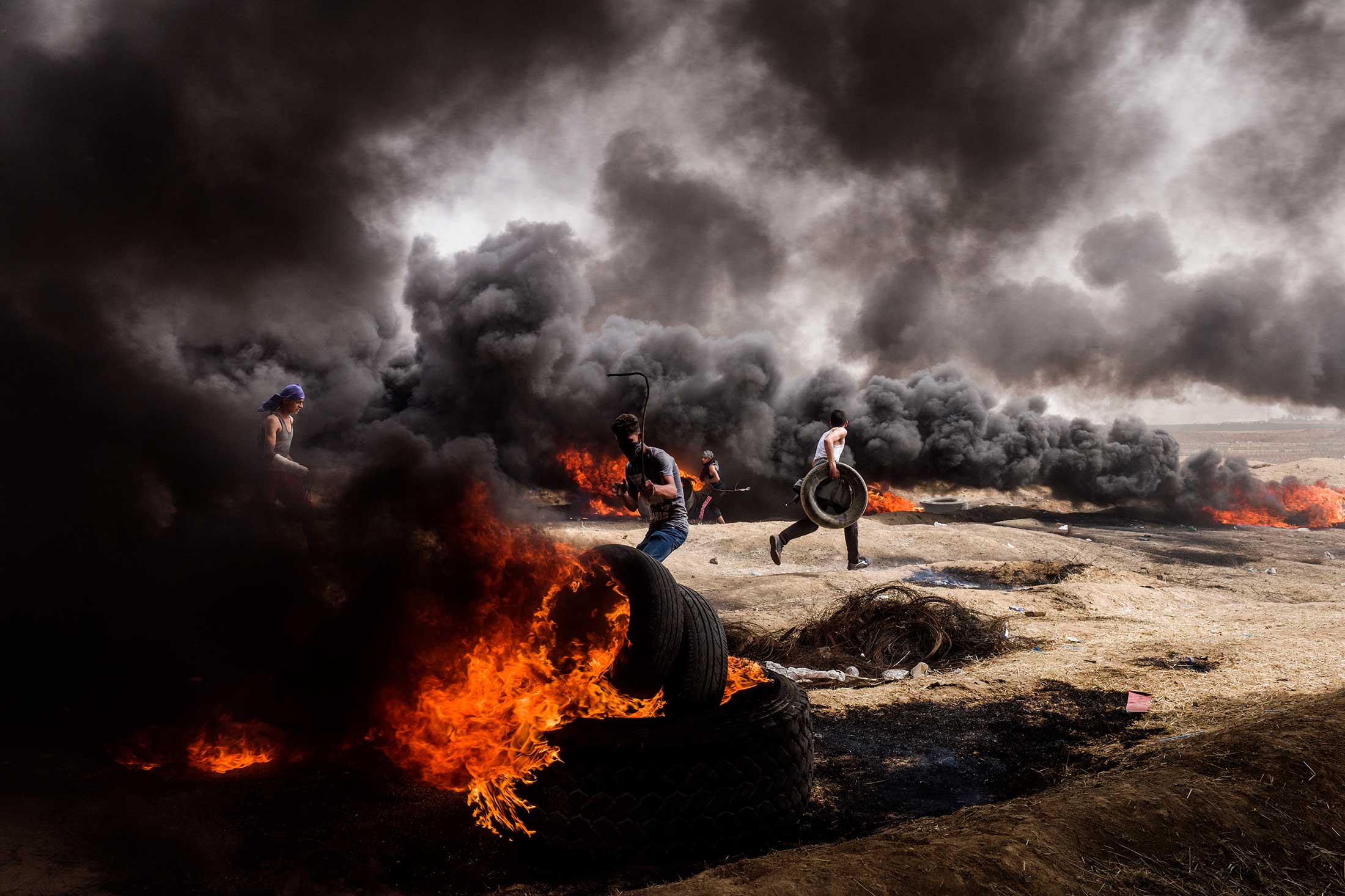 Palestinian protesters near the Israeli border on April 20.