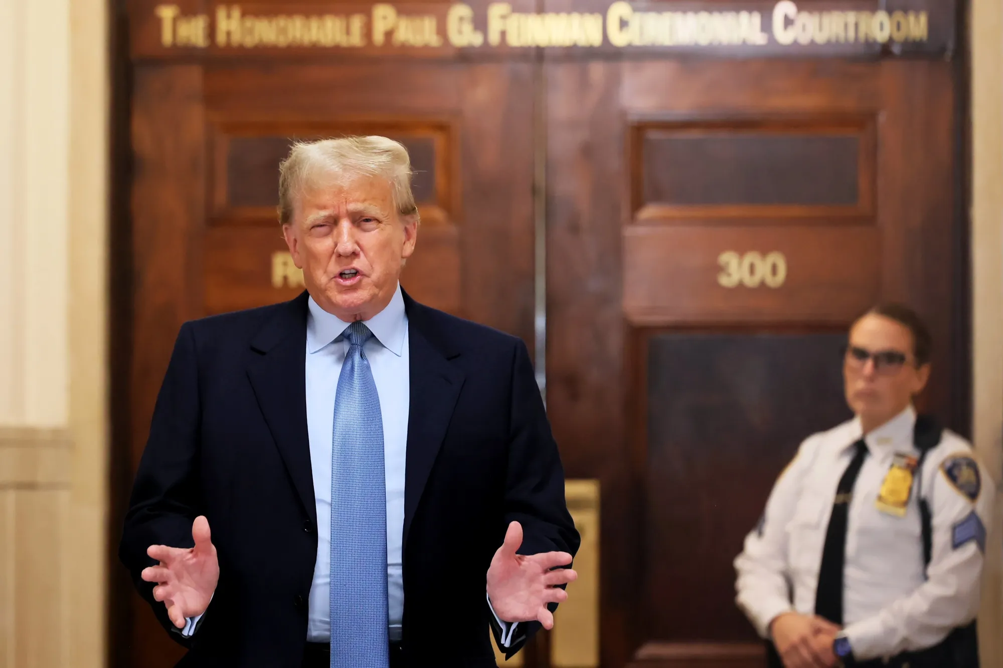 Donald Trump speaks&nbsp;during his civil fraud trial at New York State Supreme Court on Oct. 18.