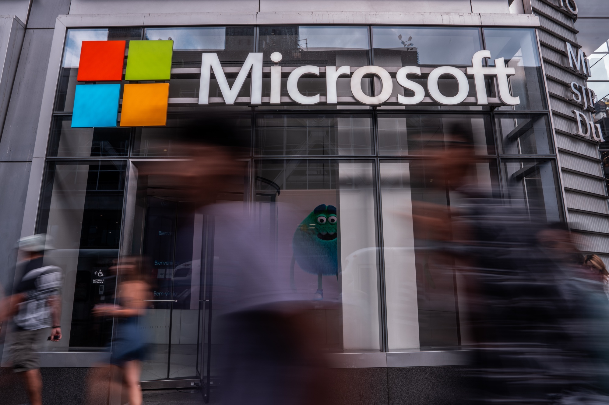 A Microsoft office in New York, US, on Tuesday, July 22, 2025. Microsoft Corp. accused Chinese state-sponsored hackers of using flaws in its SharePoint document management software in a hacking campaign that has targeted businesses and government agencies around the world.