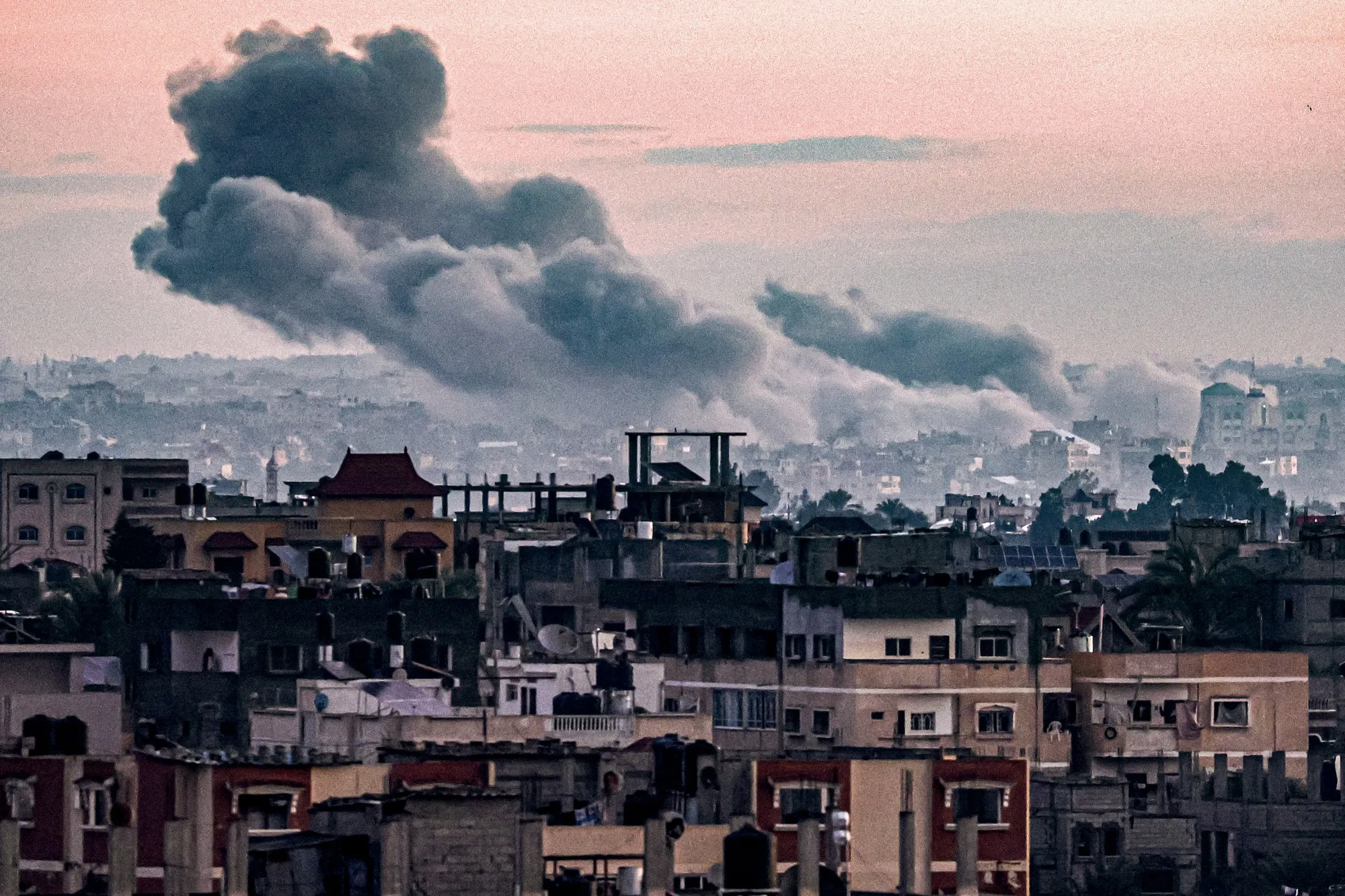 Smoke billows during Israeli bombardment on Khan Yunis on Jan. 3.