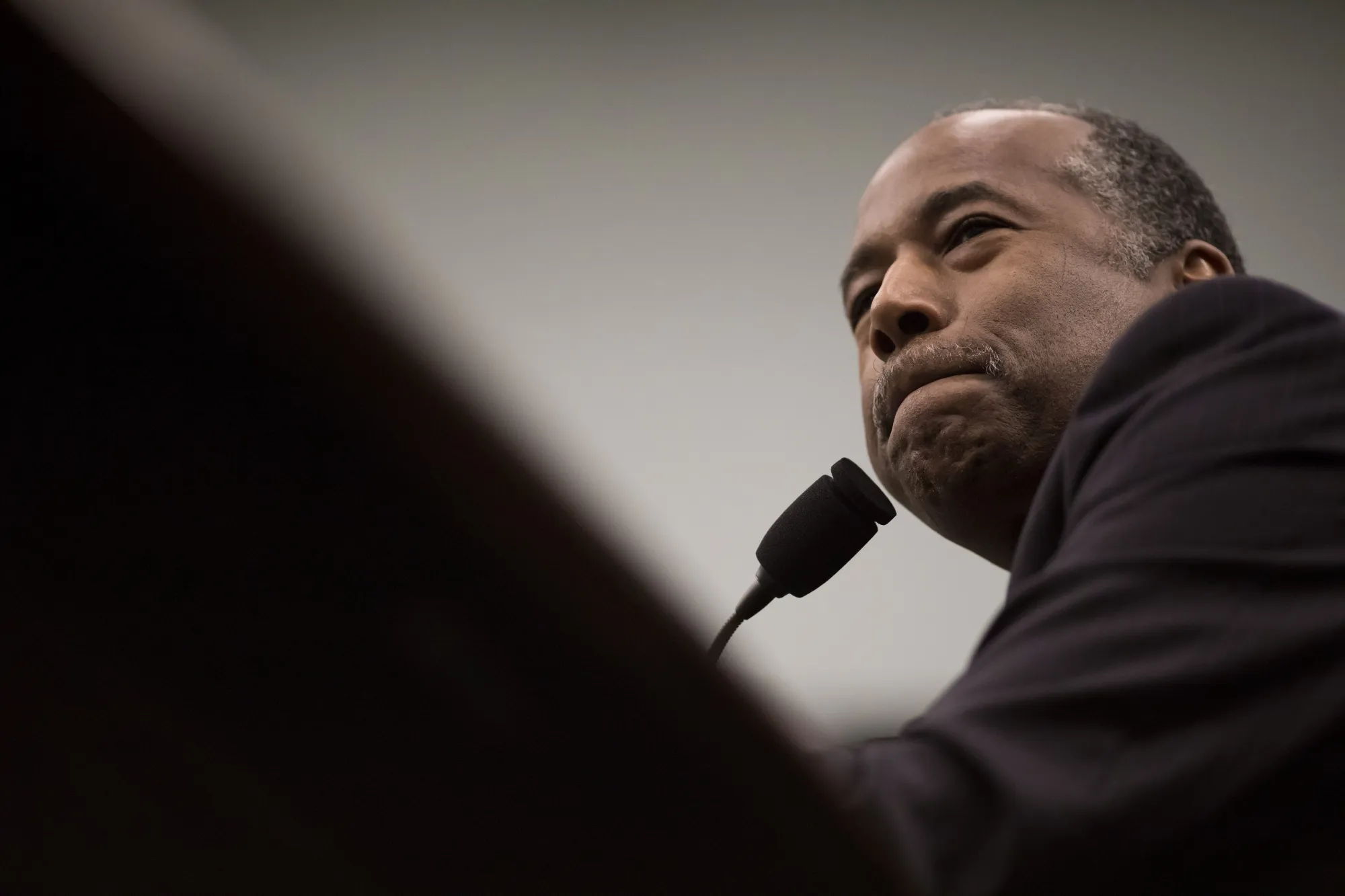 Ben Carson, secretary of Housing and Urban Development (HUD), speaks during a House Appropriations Subcommittee hearing in Washington, on&nbsp;March 20.