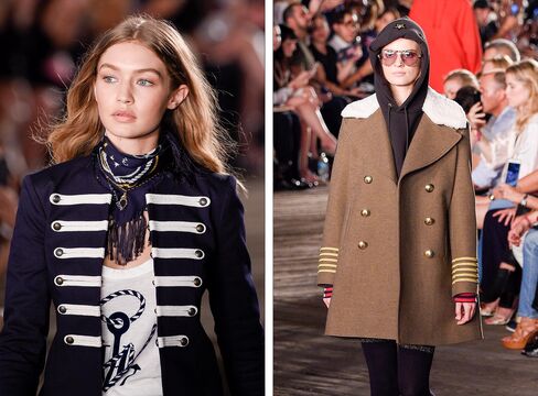 Models wearing Tommy x Gigi Fall/Winter '16 at New York Fashion Week.