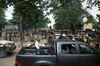 Members of the military junta arrive at the Malian Ministry of Defence in Bamako, on Aug. 19.
