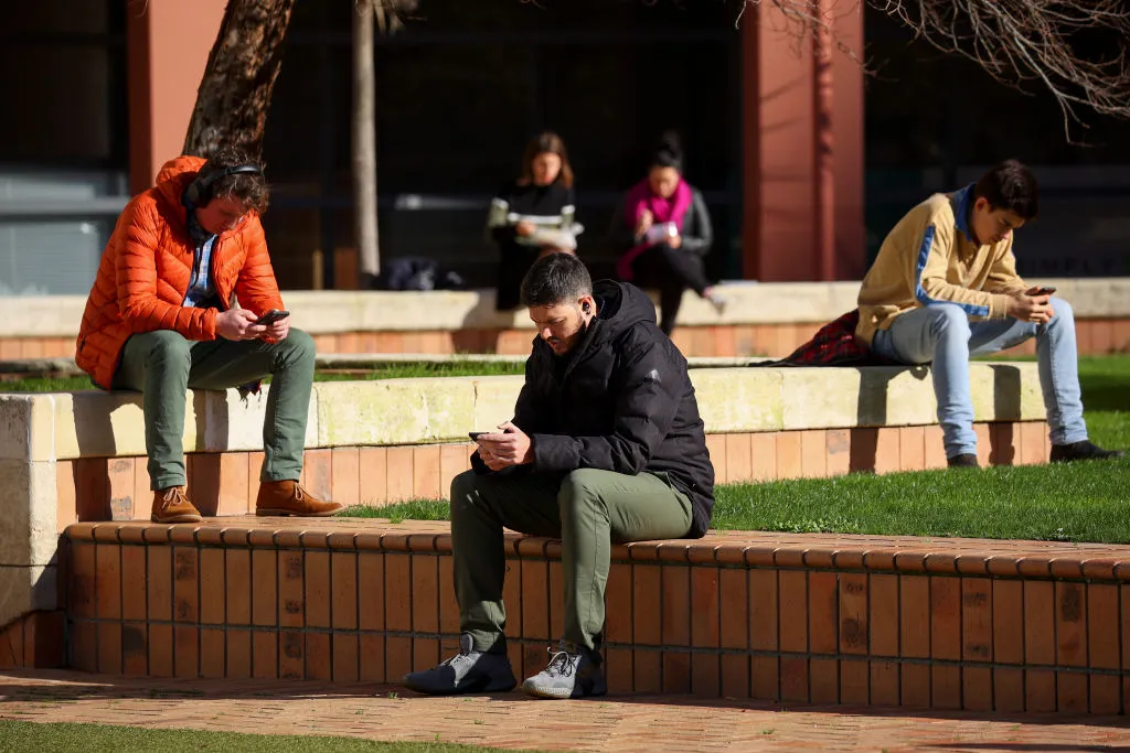 Doomscrolling in the park.
