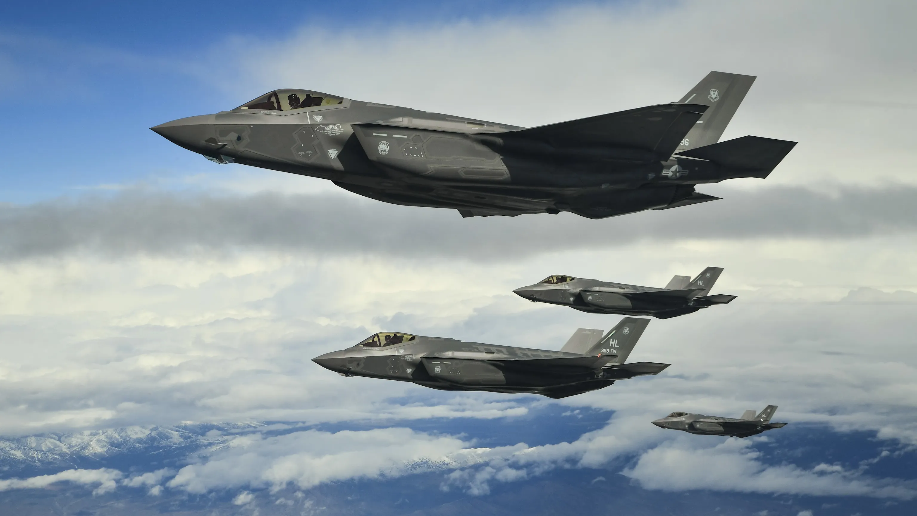 Hill Air Force Base F-35As fly in formation above UTTR