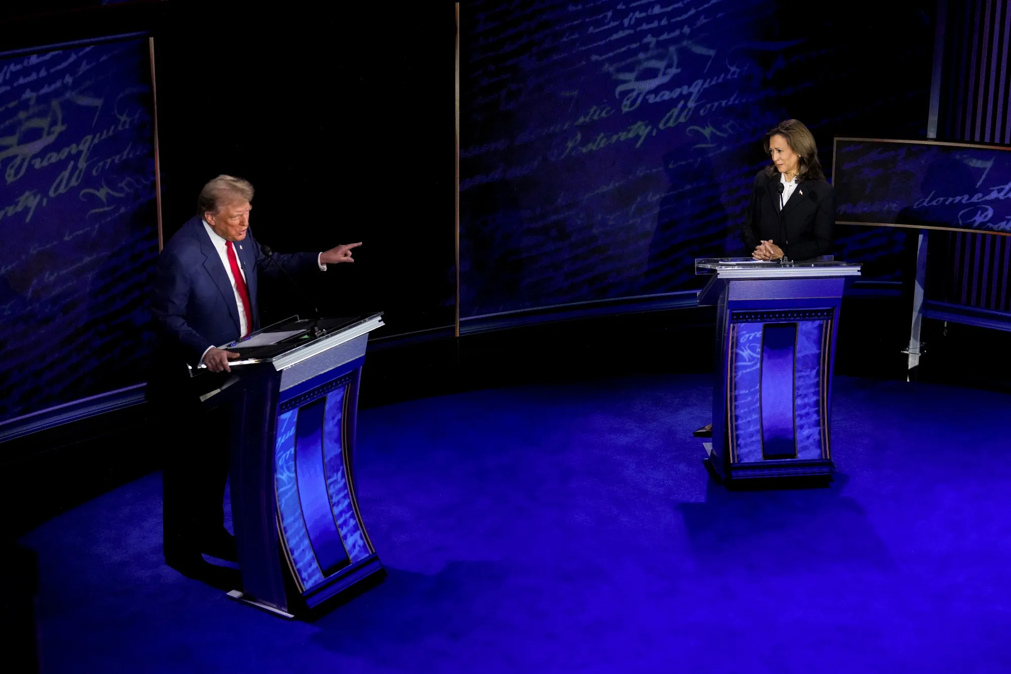 Kamala Harris and Donald Trump during the second presidential debate.