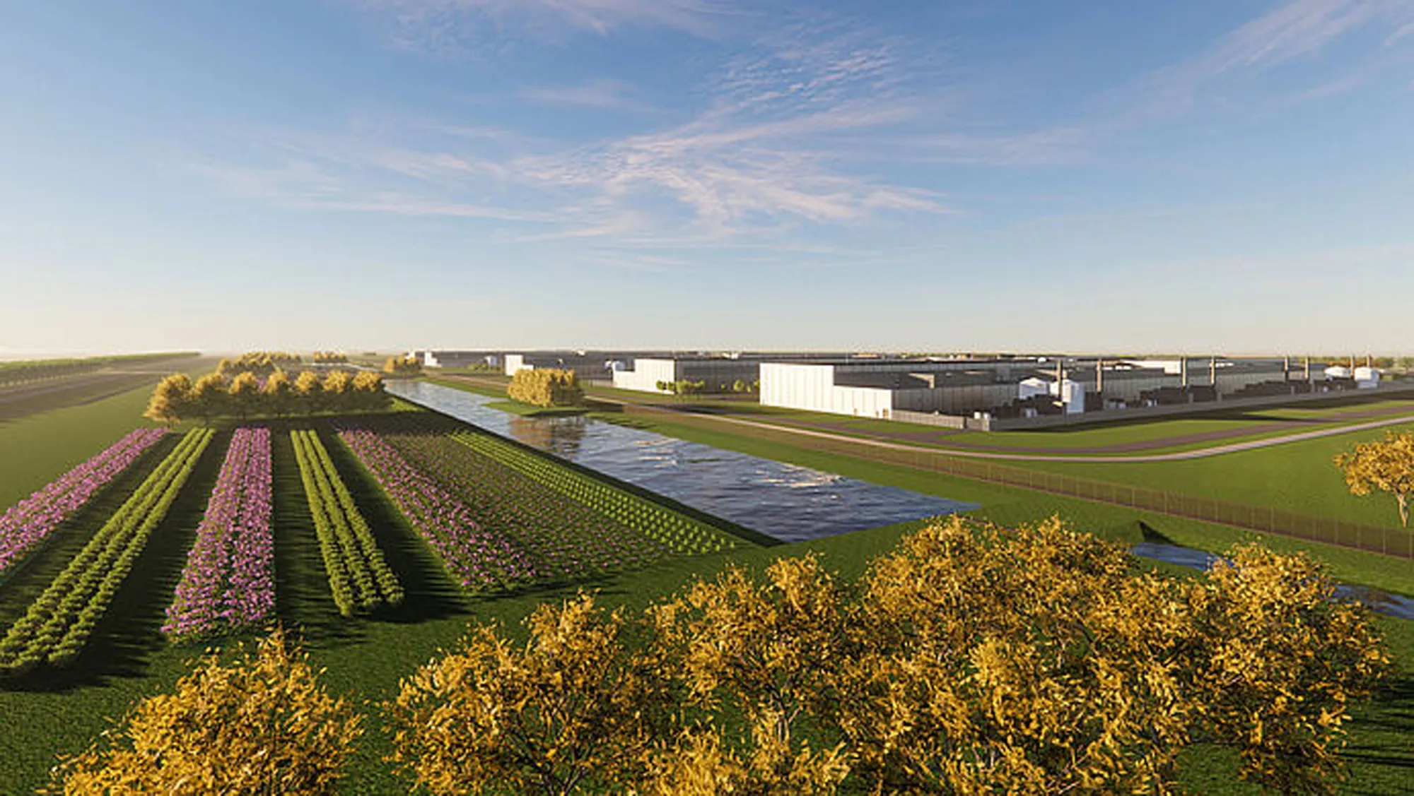 An artist impression of how the Meta hyperscale data center&nbsp;might look in Zeewolde, Netherlands.