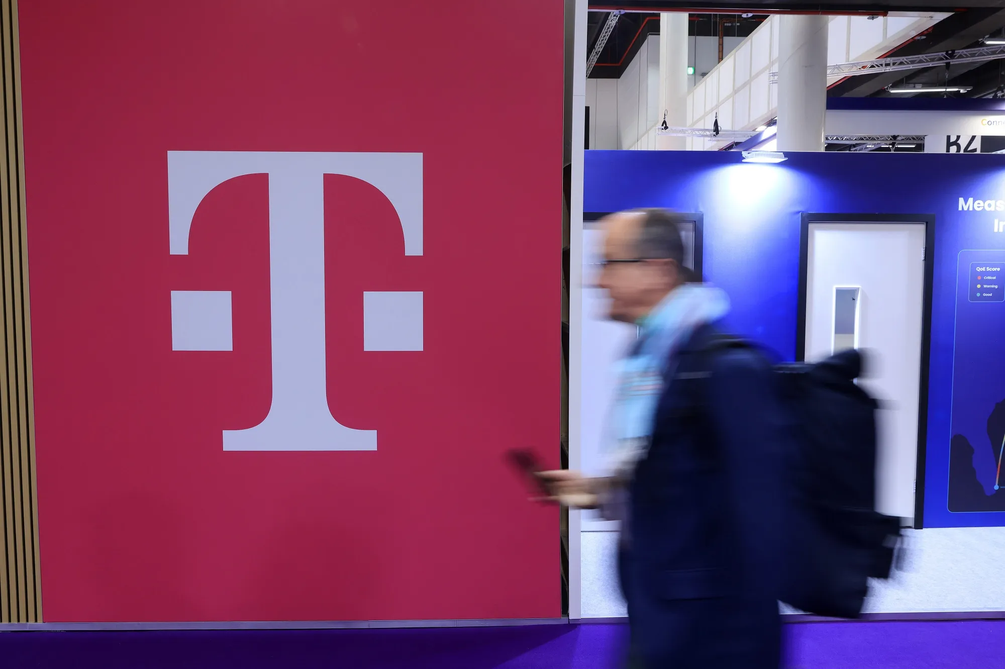 The Deutsche Telekom AG booth at the Aircraft Interiors Expo in Hamburg.