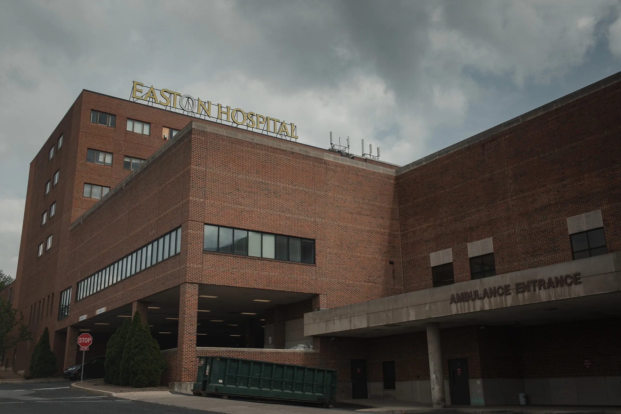 The ambulance entrance of the Steward Health Care System Easton Hospital in Easton, Pennsylvania.