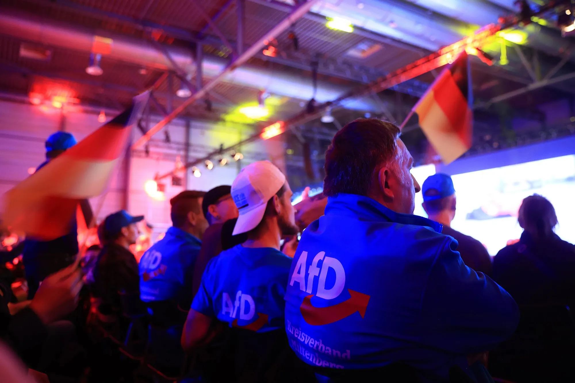 AfD supporters during the Alternative for Germany general election campaign launch in Halle.