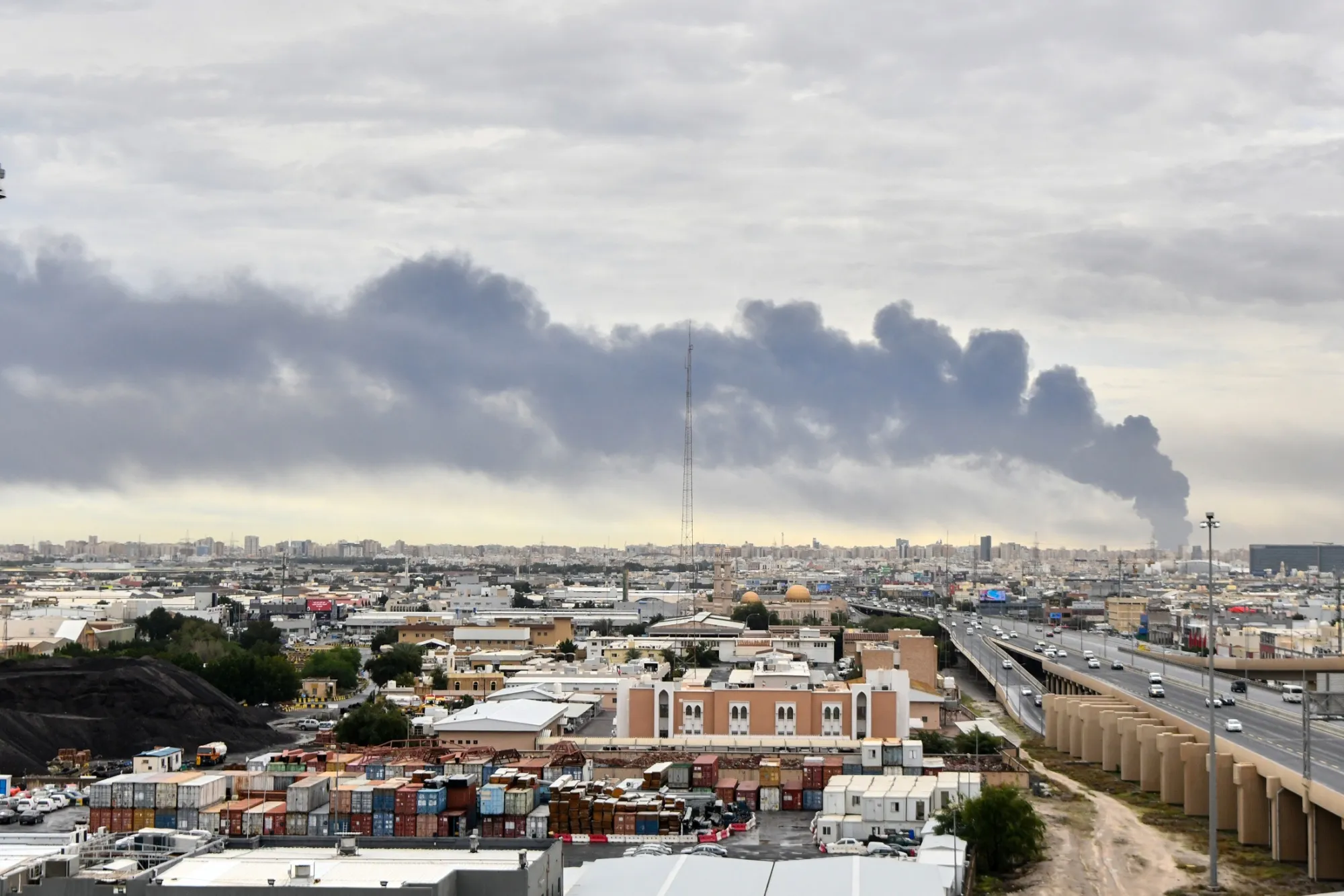 Smoke from a fire at Kuwait International Airport in Kuwait City, on March 25.