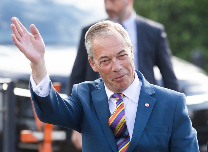 Nigel Farage outside Havering Town Hall in Romford, UK, on May 8.