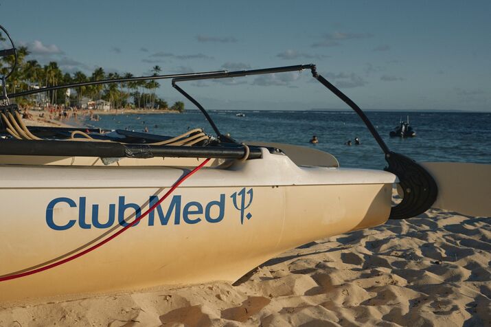Club Med branding at La Caravelle beach in Sainte Anne in Guadeloupe.